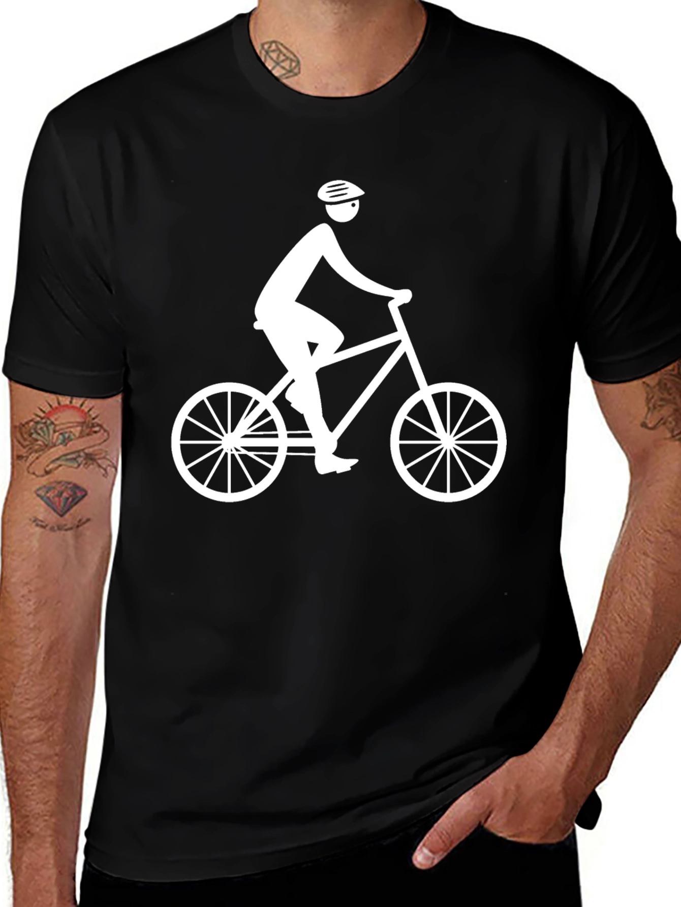 Variant 11 of Cyclist Graphic Tee - Black Cotton Blend