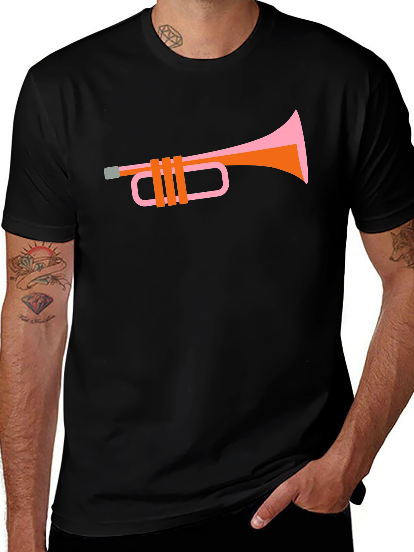 Variant 27 of Retro Trumpet Graphic T-Shirt - Stylish Black Tee