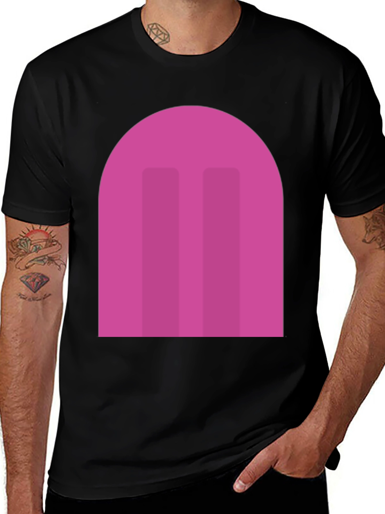 Variant 25 of Abstract Pink Arch Graphic Tee - Modern Casual Style