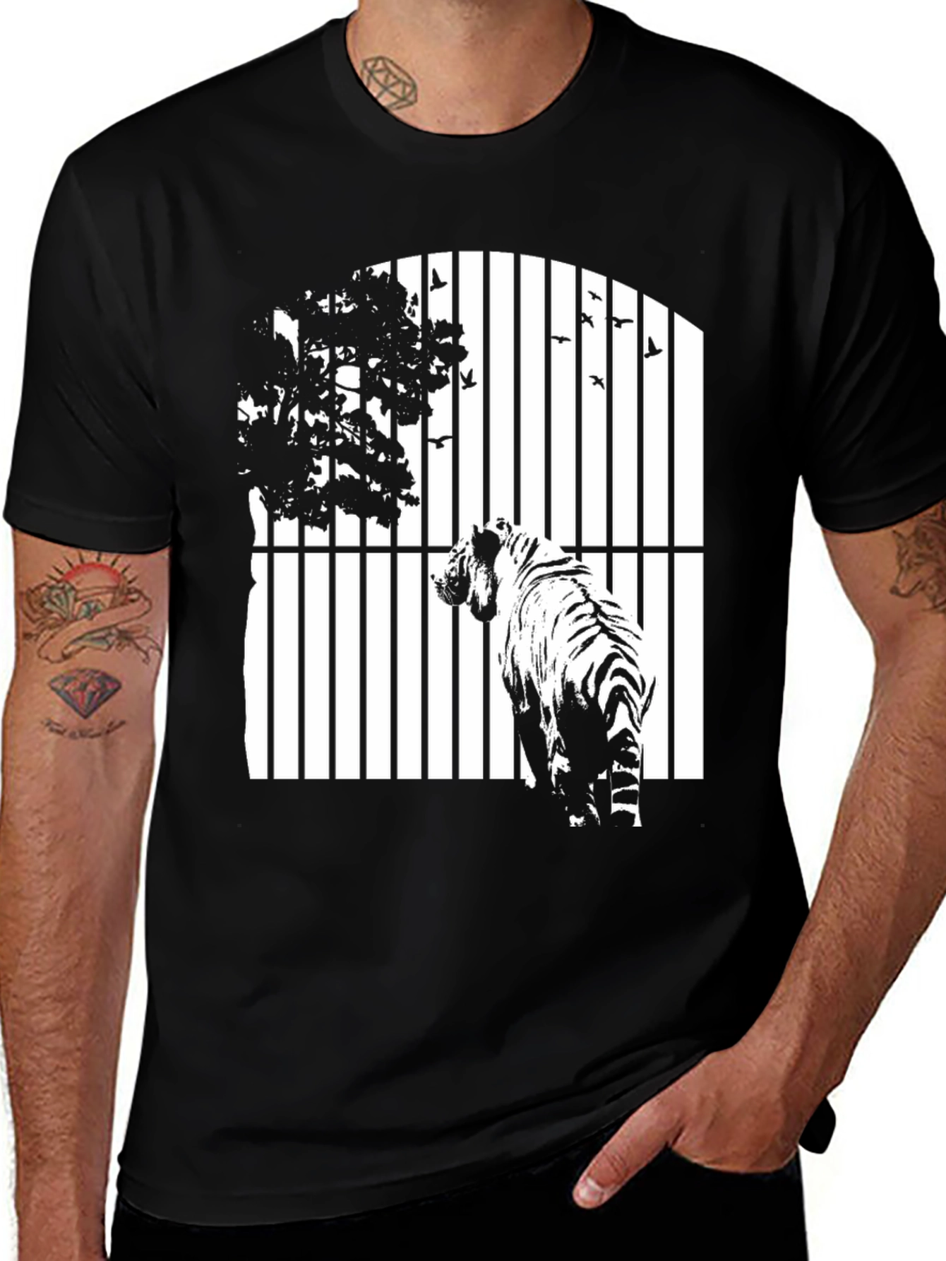 Variant 27 of Tiger Behind Bars Graphic Tee