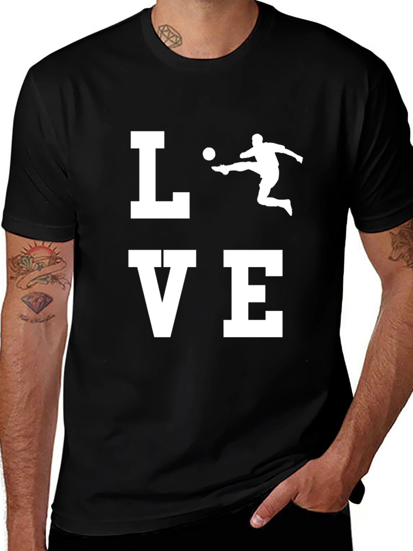 Variant 22 of Love Soccer Graphic Tee - Black Cotton T-Shirt