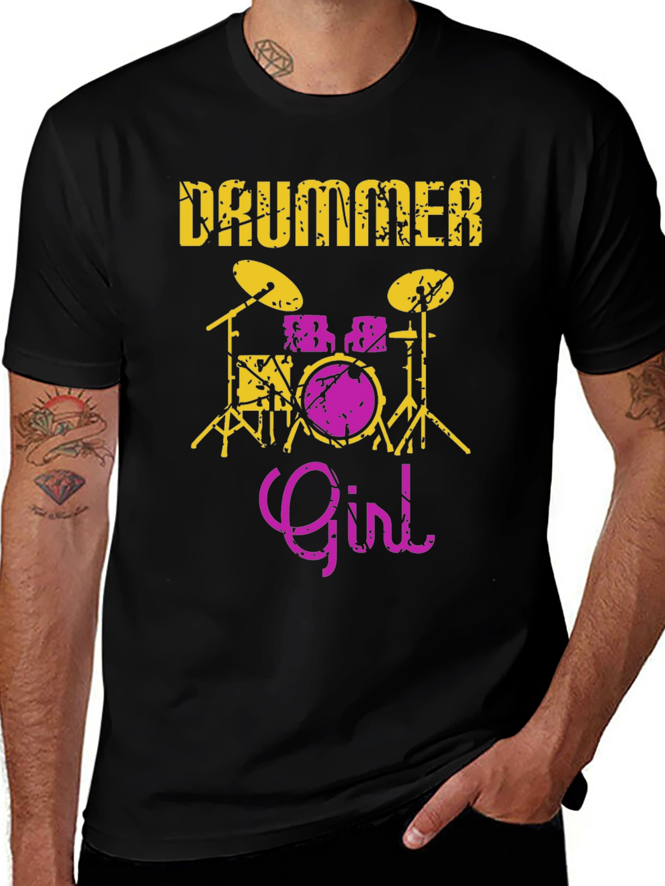 Drummer Girl Graphic Tee - Music Lover Shirt