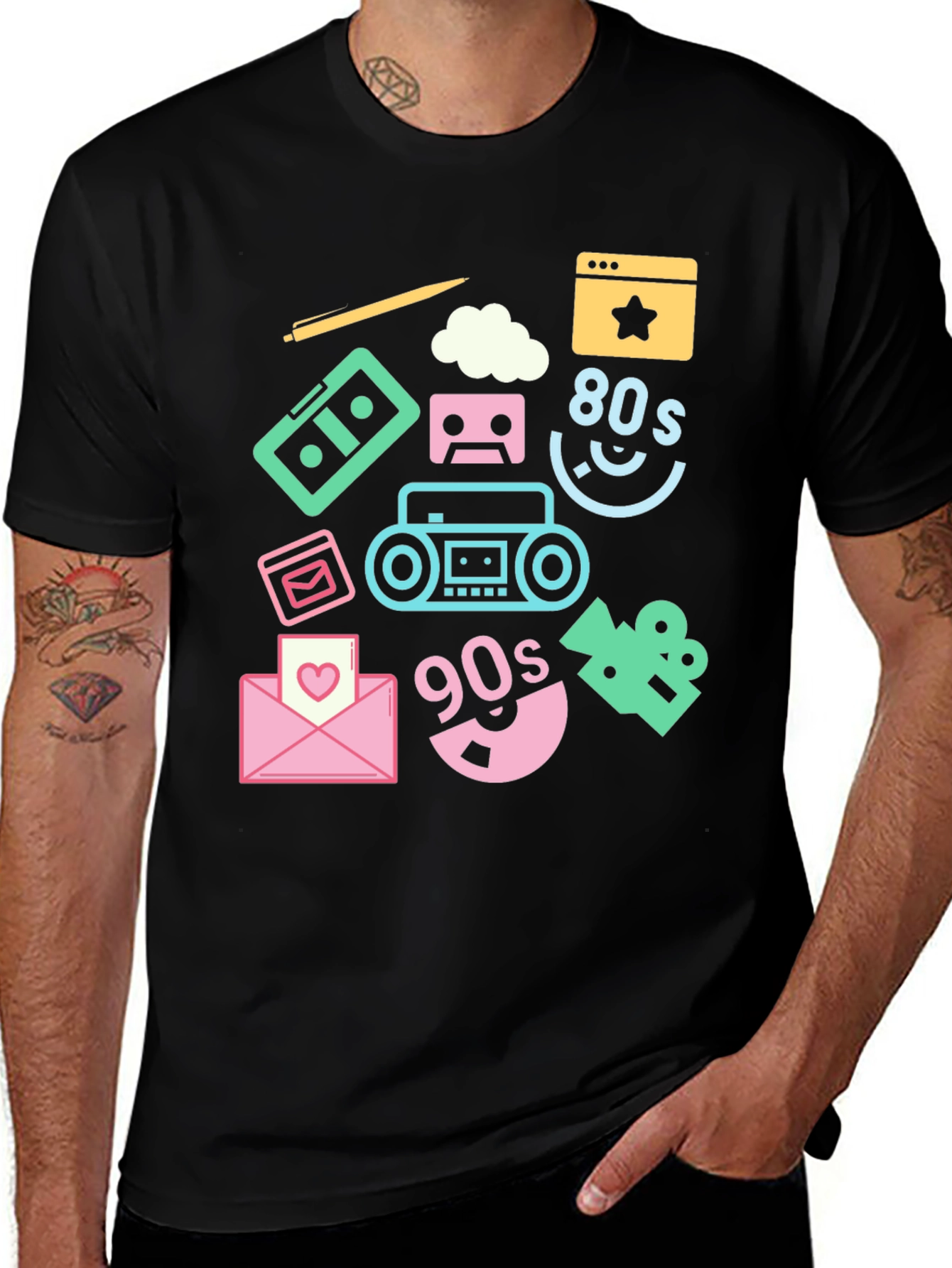 Black Retro 80s & 90s Graphic Tee main image