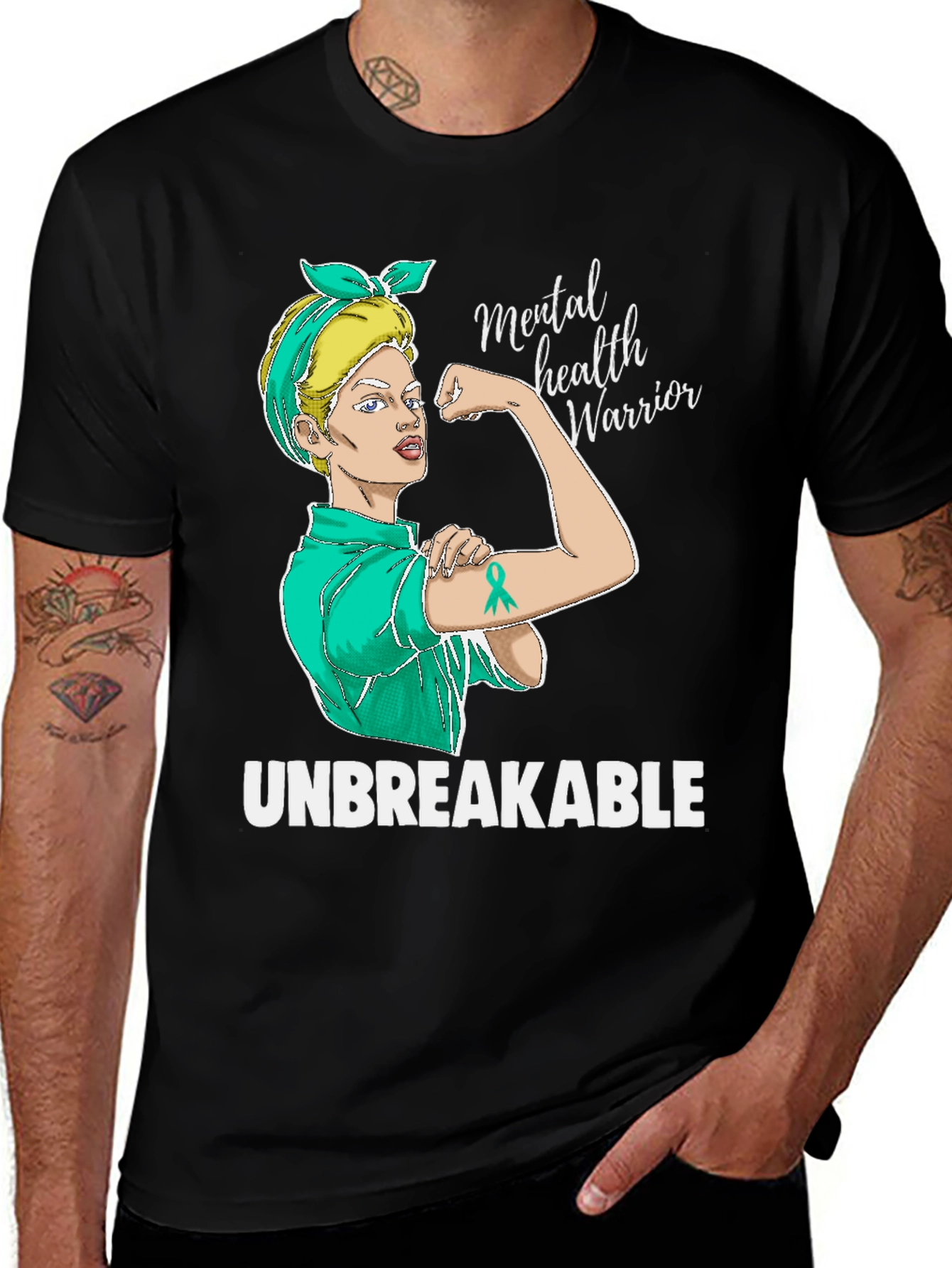 Variant 24 of Mental Health Warrior T-Shirt Unbreakable Graphic Tee