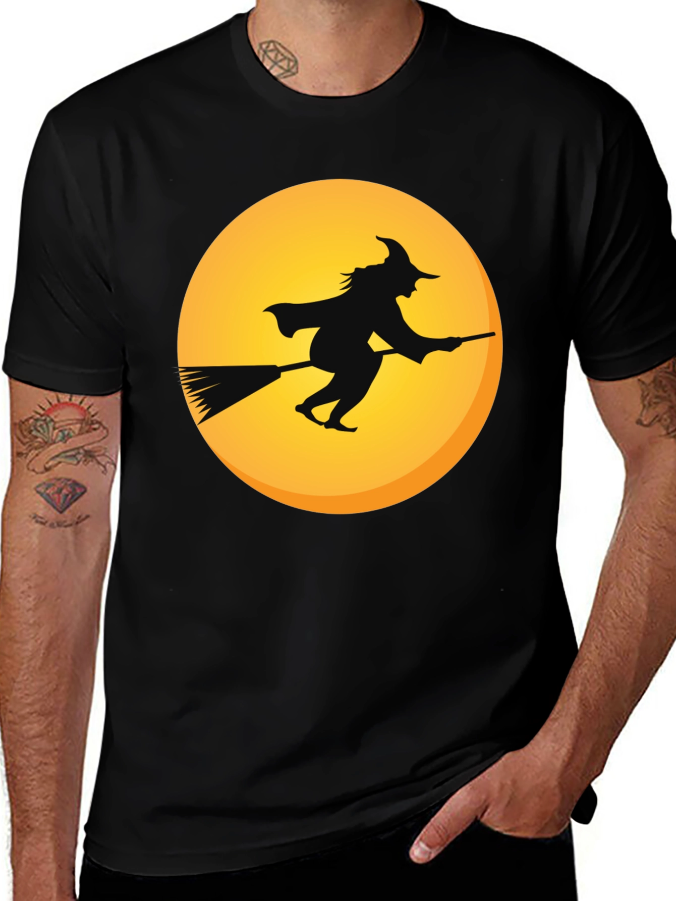Variant 9 of Witch on Broomstick T-Shirt - Halloween Apparel