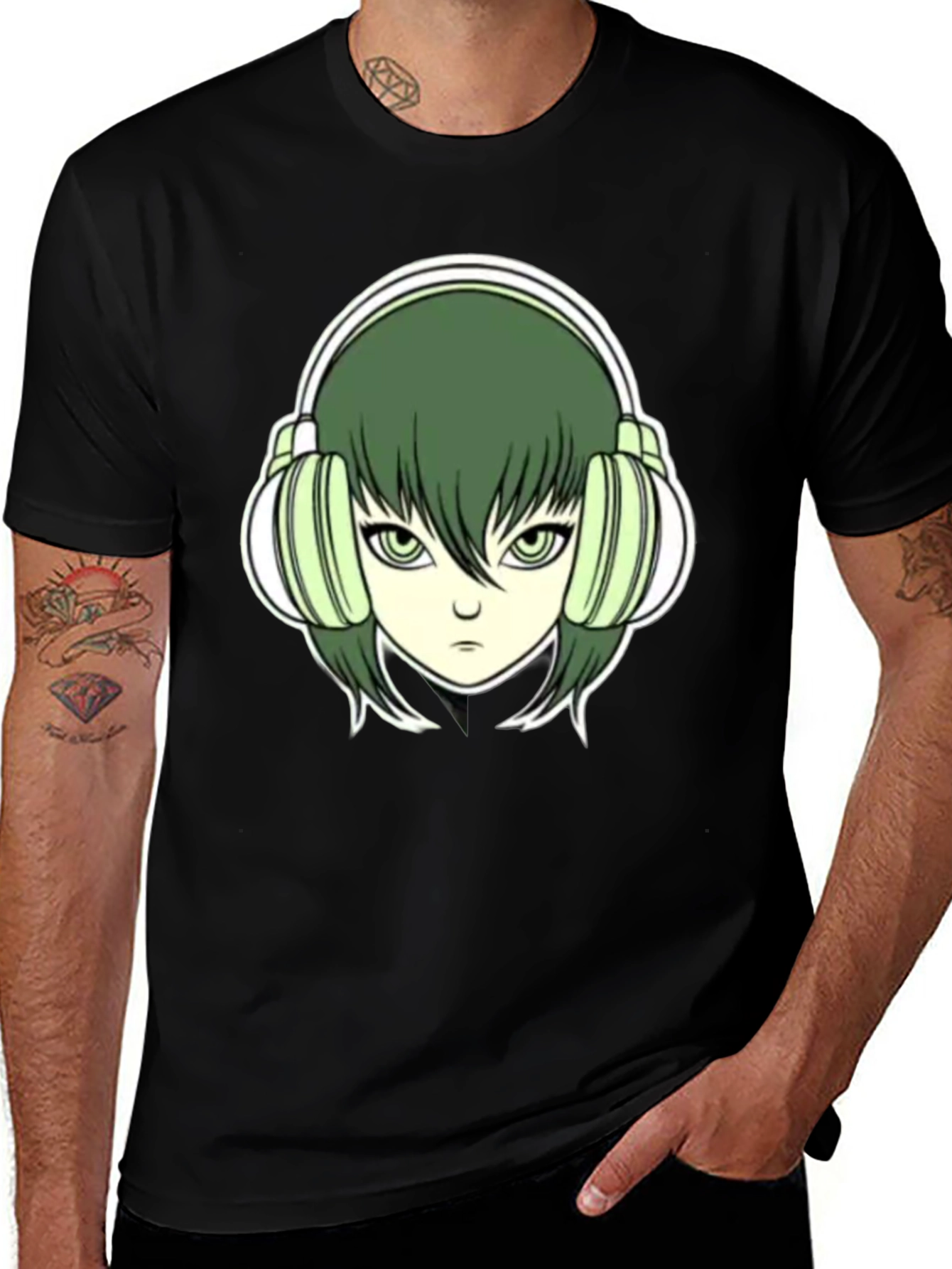 Variant 10 of Anime Girl Headphones Graphic Tee