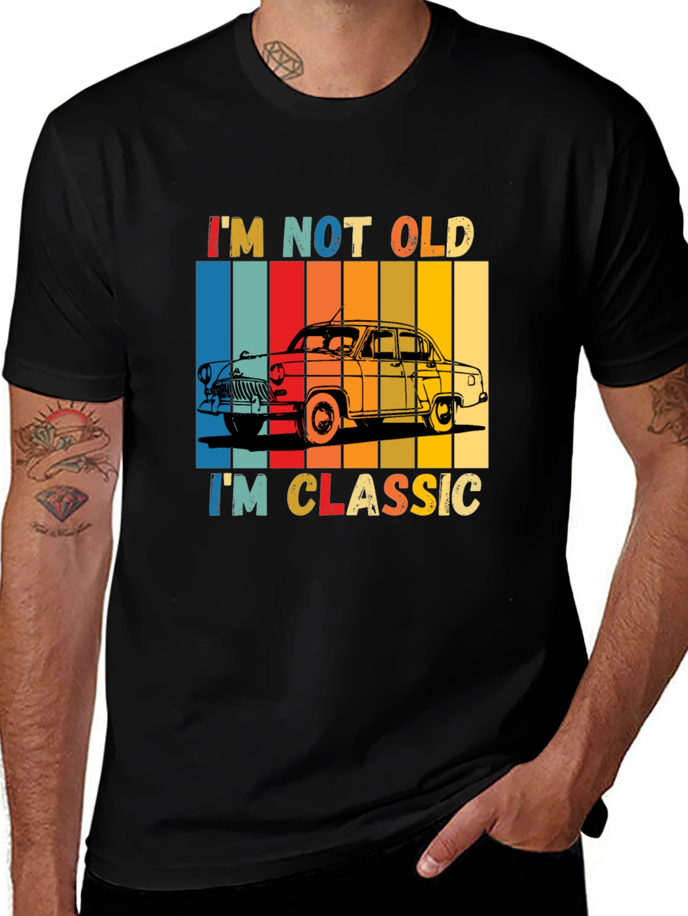 Black Classic Car T-Shirt - "I'm Not Old, I'm Classic" main image