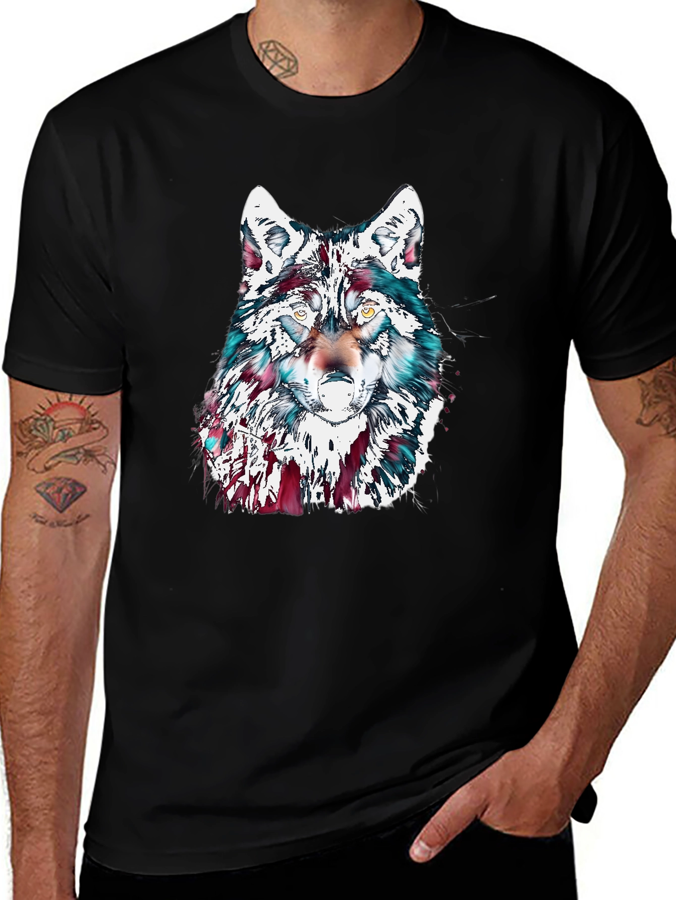 Variant 12 of Wolf Graphic Tee - Men's Black T-Shirt
