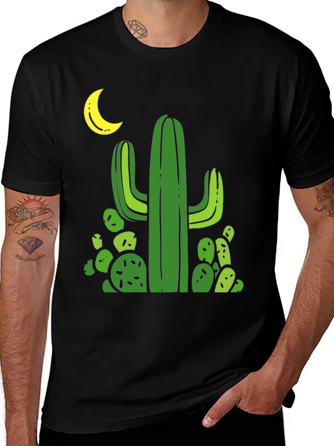 Variant 5 of Cactus Moon Black T-Shirt - Desert Vibes