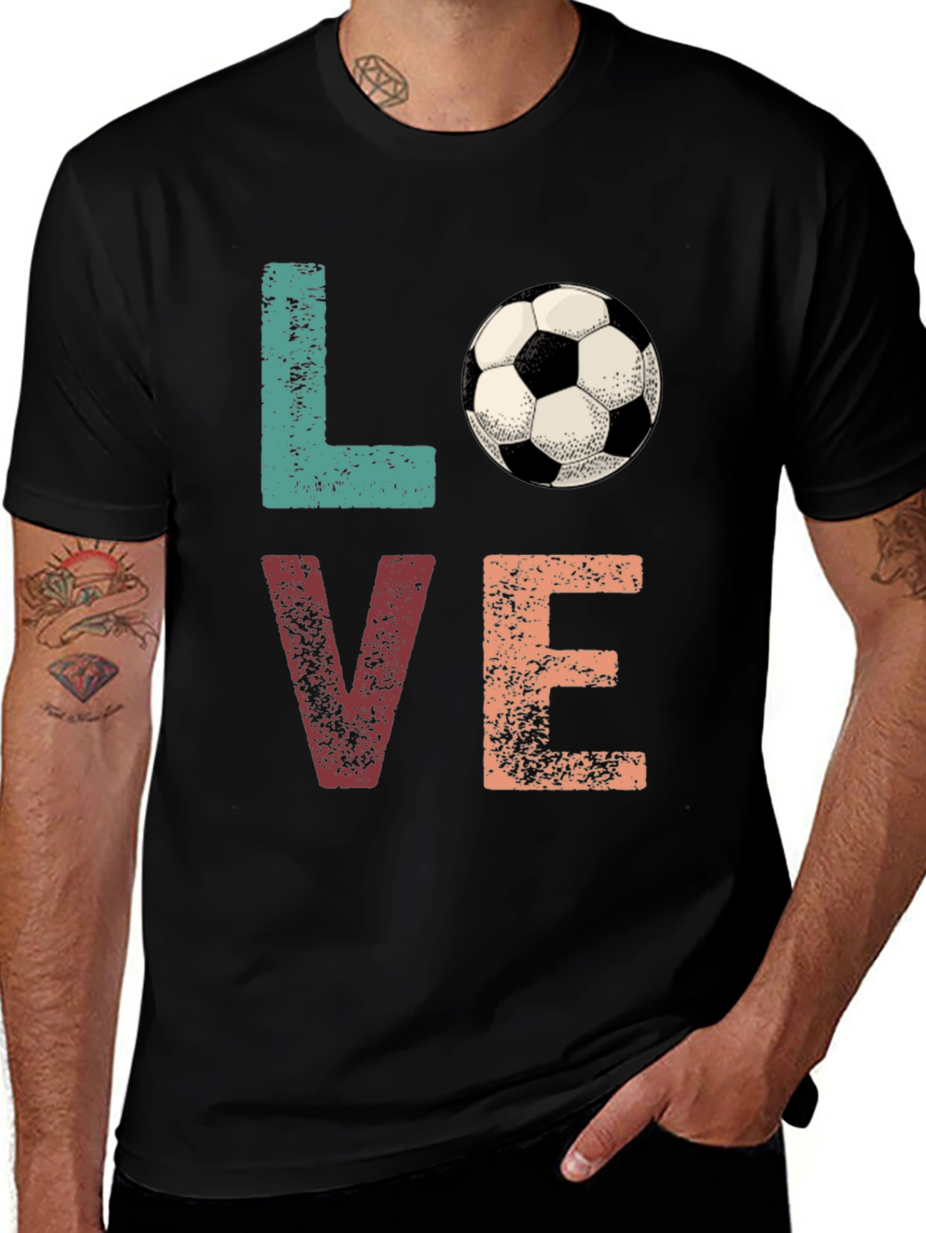 Variant 16 of Love Soccer Graphic Tee - Black Cotton Shirt