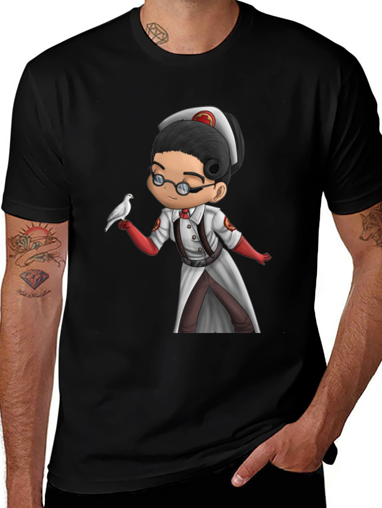 Medic T-Shirt: Chibi Medic with Dove