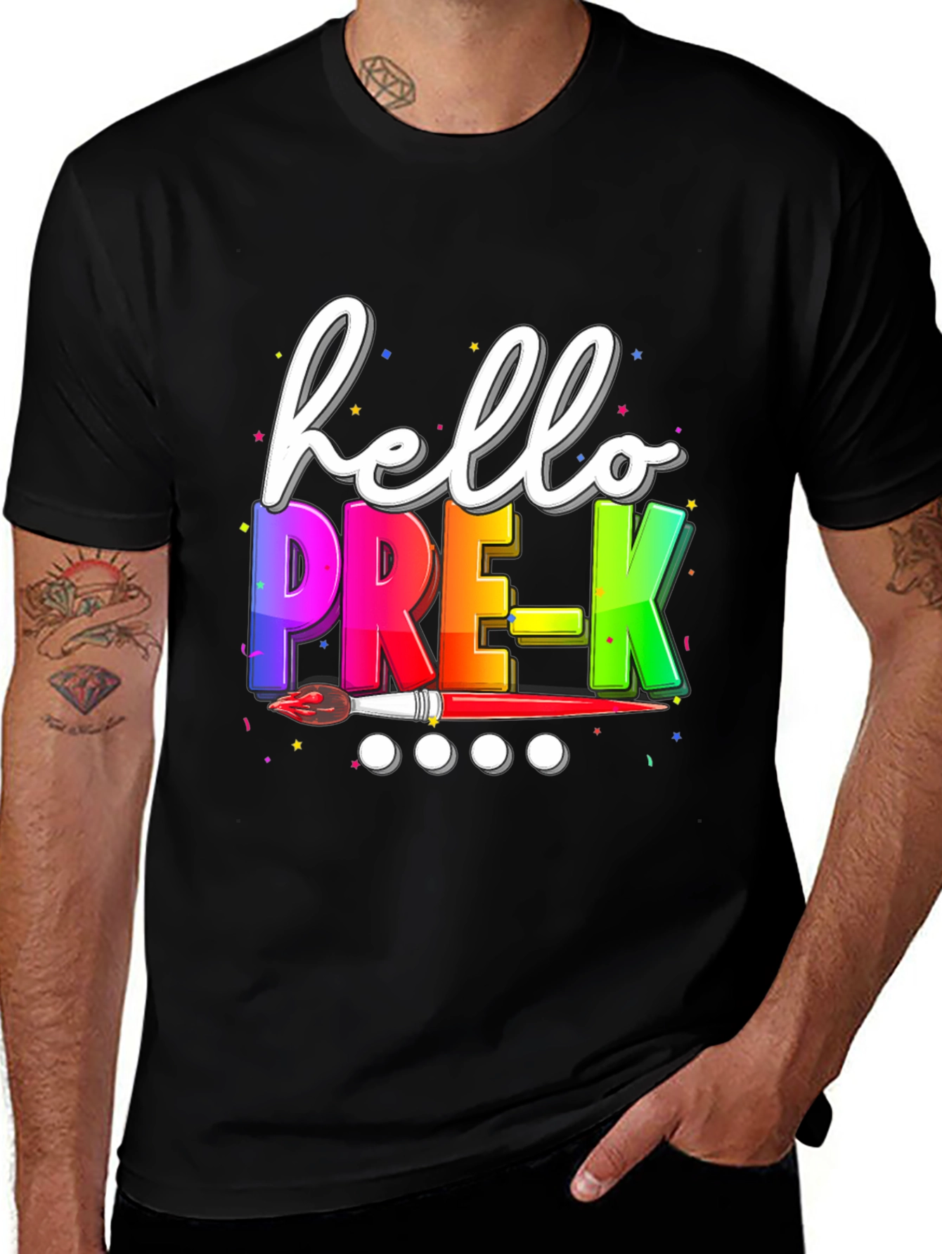 Hello Pre-K Teacher T-Shirt - Colorful Back to School Tee