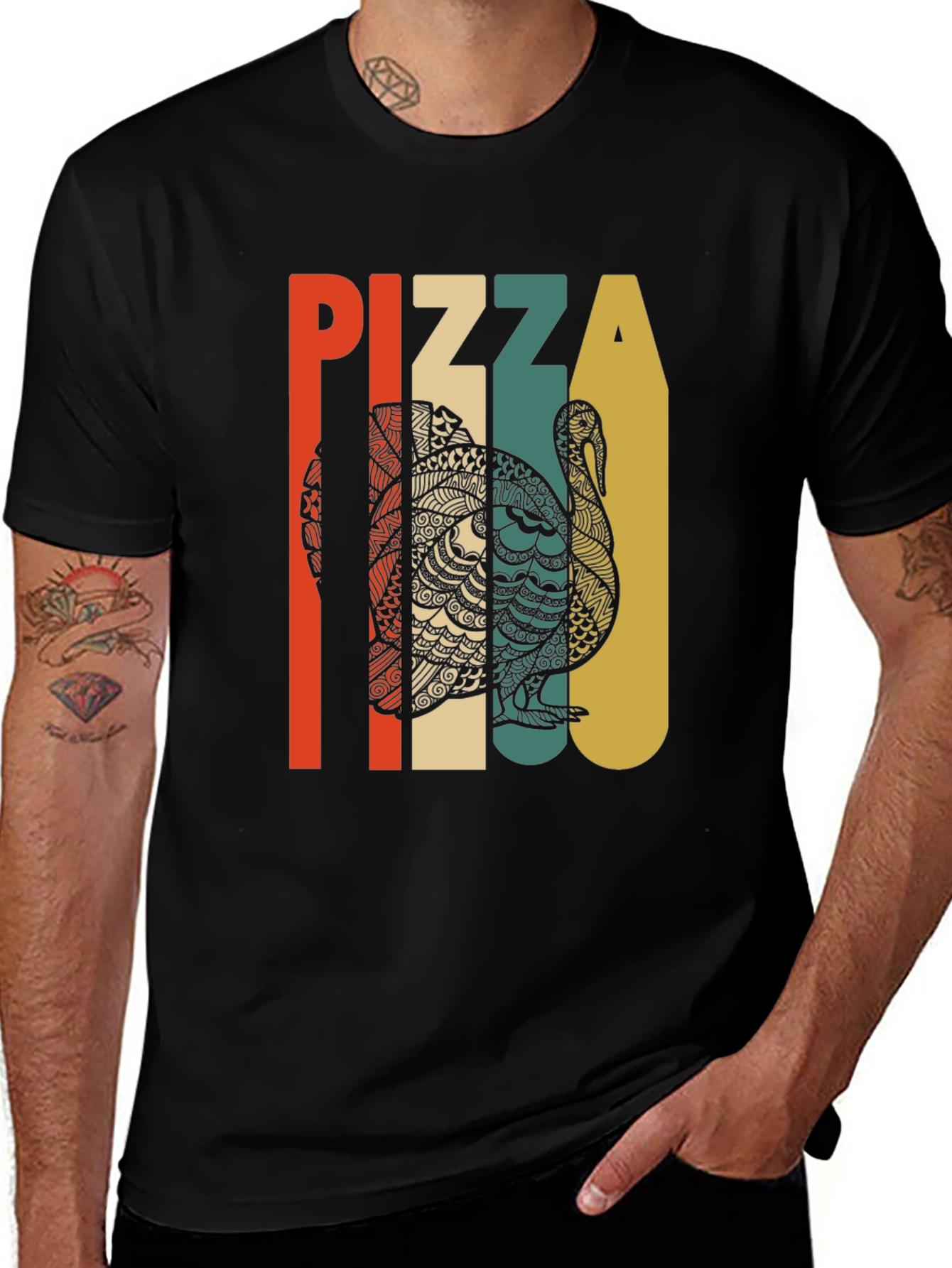 Pizza Turkey Retro T-Shirt Thanksgiving Tee