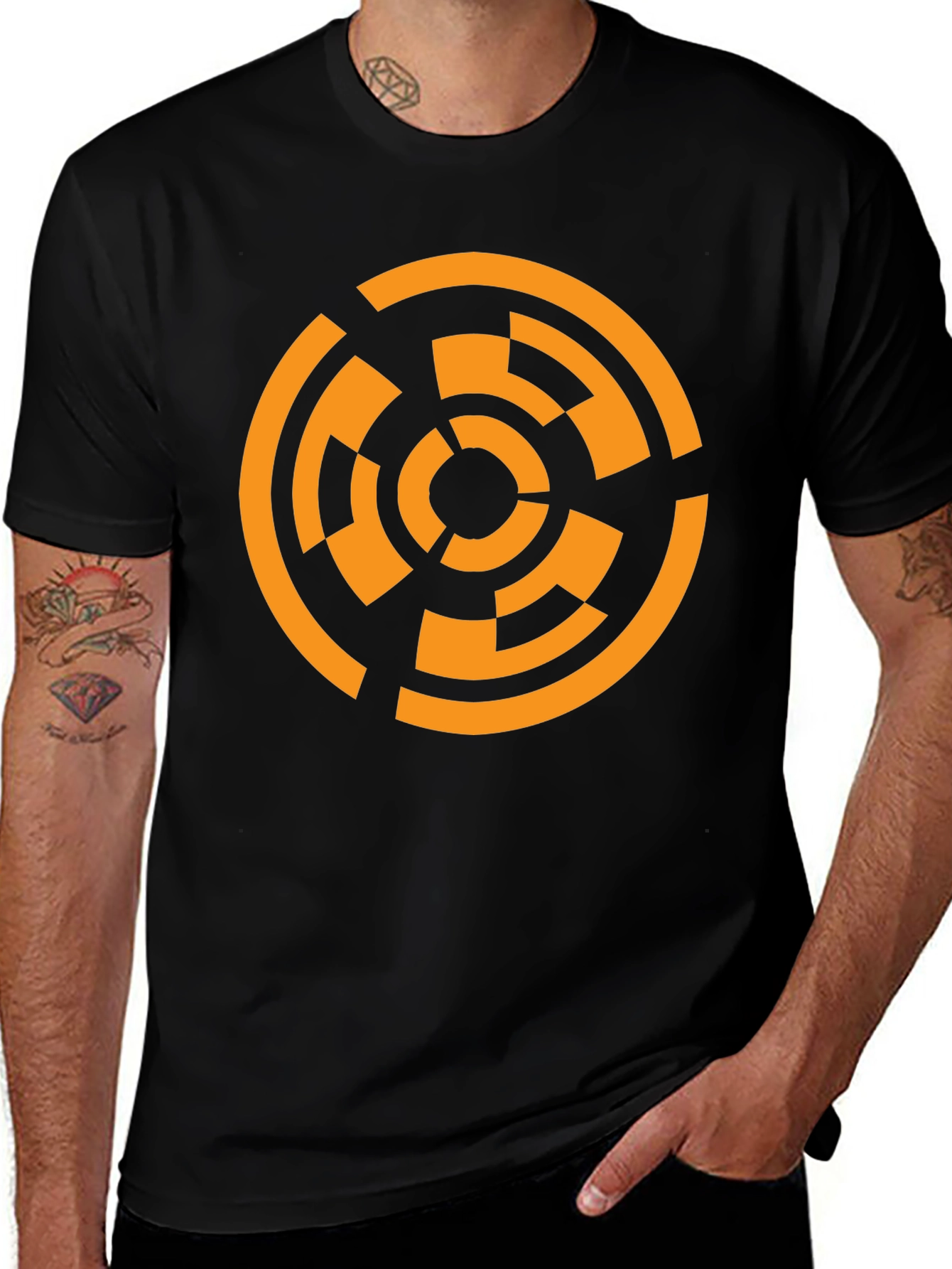 Variant 15 of Geometric Circle Graphic T-Shirt - Black