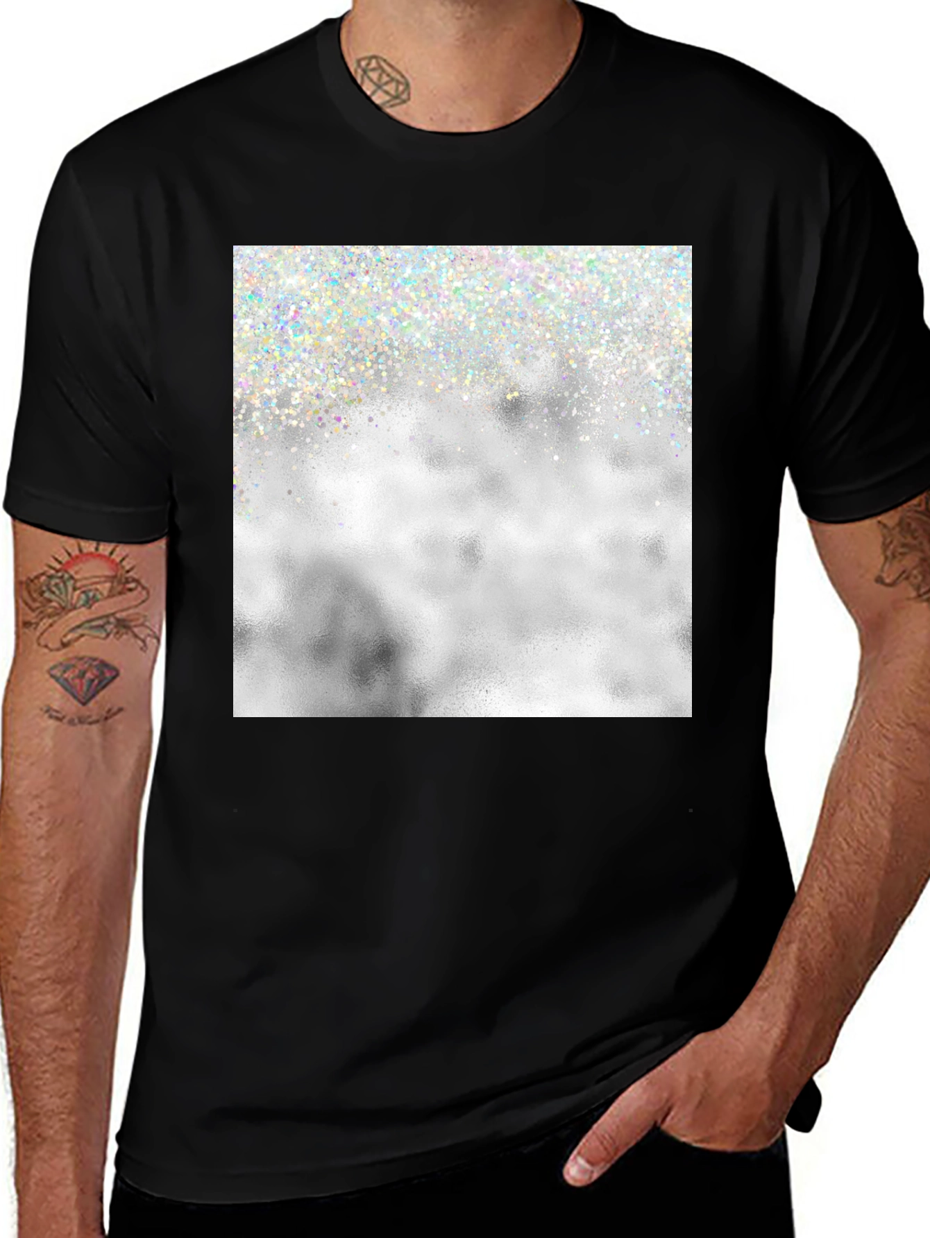 Variant 6 of Holographic Glitter Cloud T-Shirt - Trendy Graphic Tee