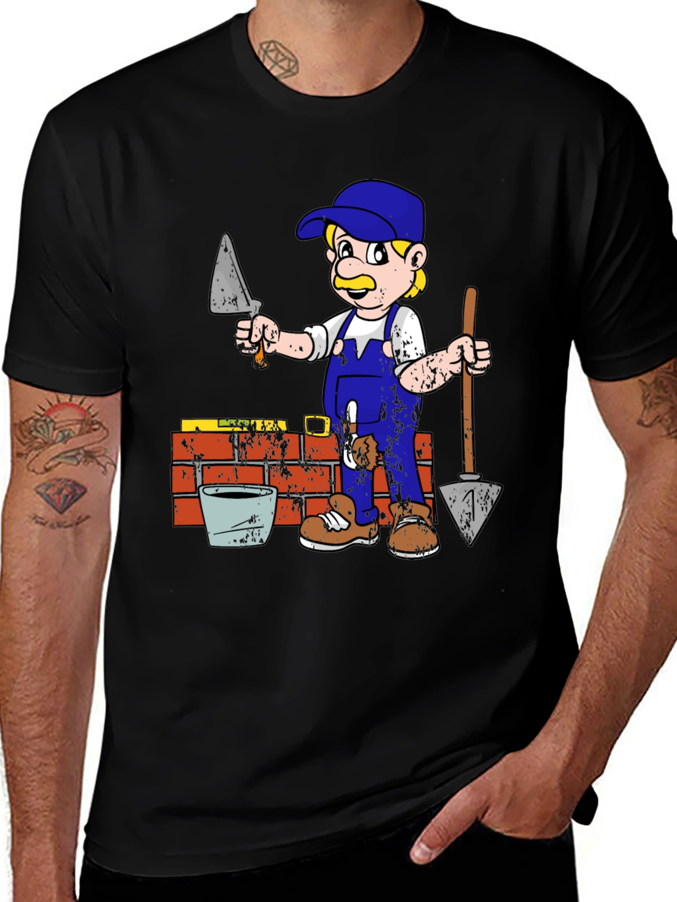 Bricklayer Mario T-Shirt - Funny Cartoon Print