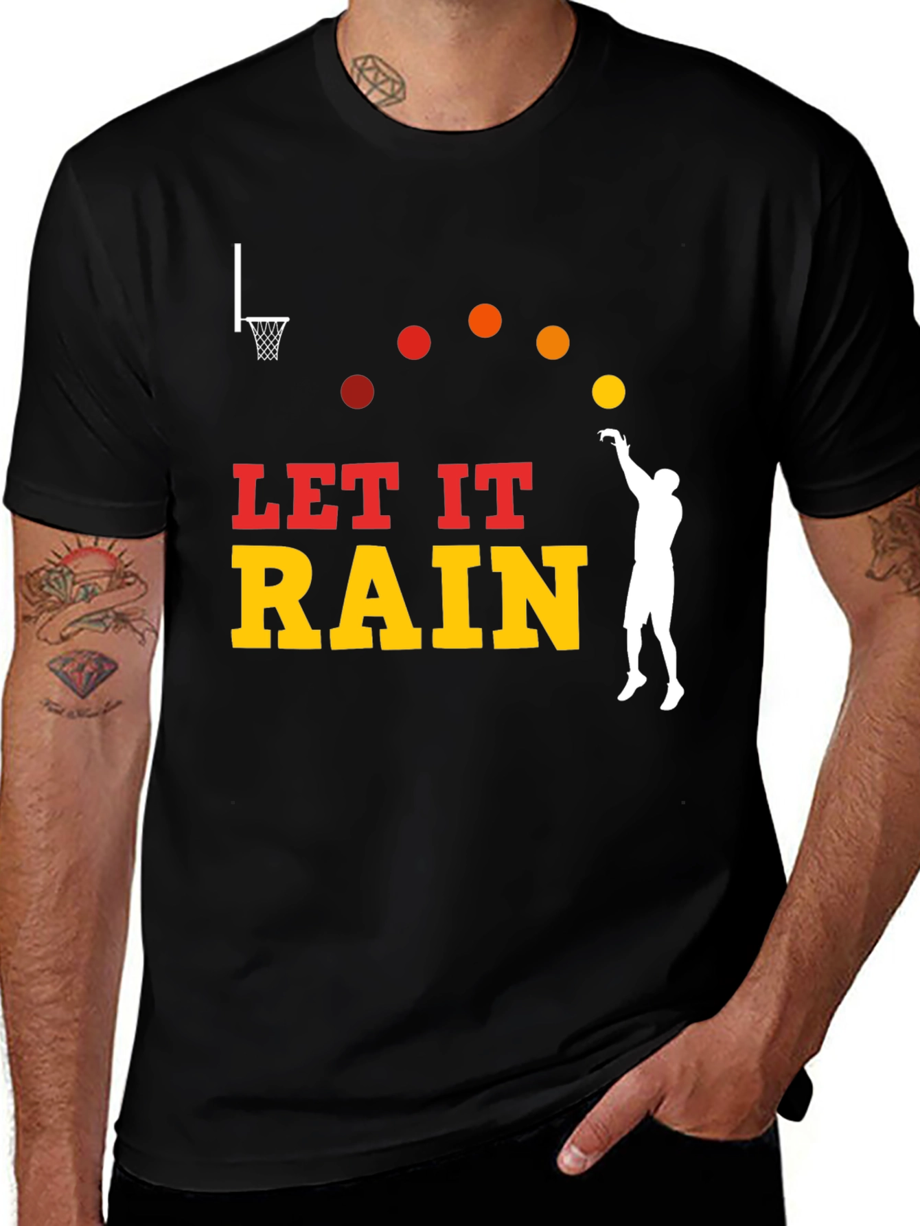 Variant 9 of Let It Rain Basketball Graphic Tee - Black