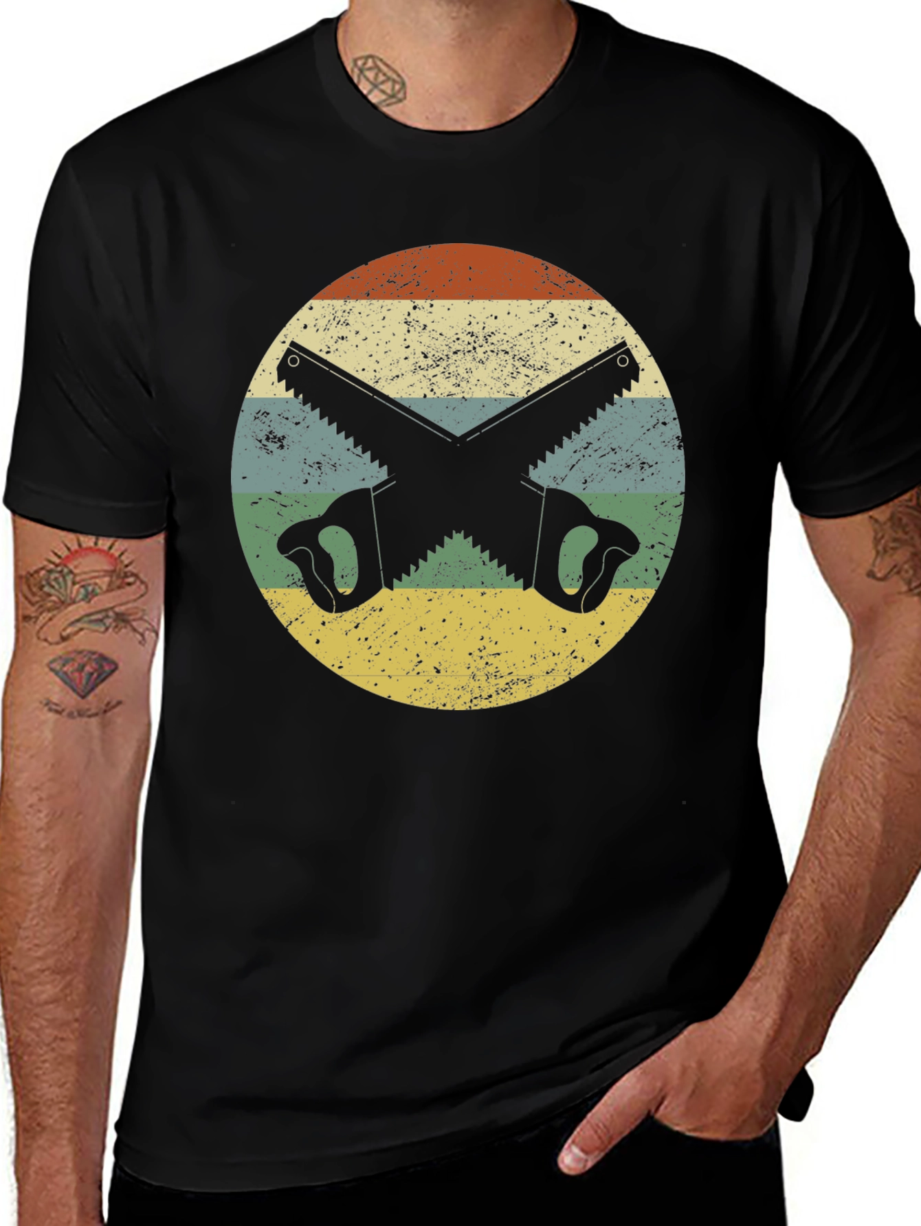 Variant 6 of Retro Crossed Saws Graphic T-Shirt