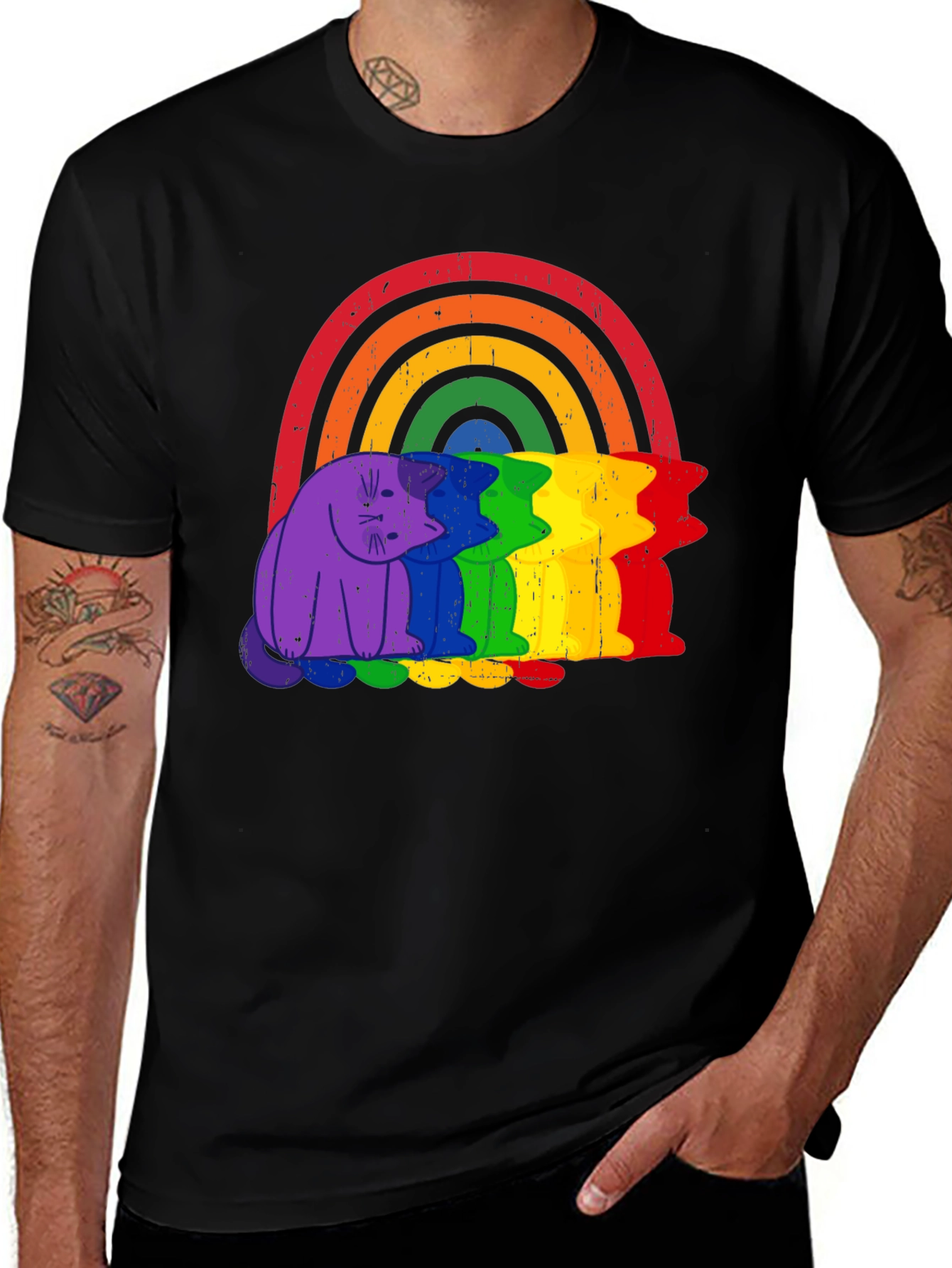 Variant 27 of Rainbow Cat Graphic Tee - Pride Apparel