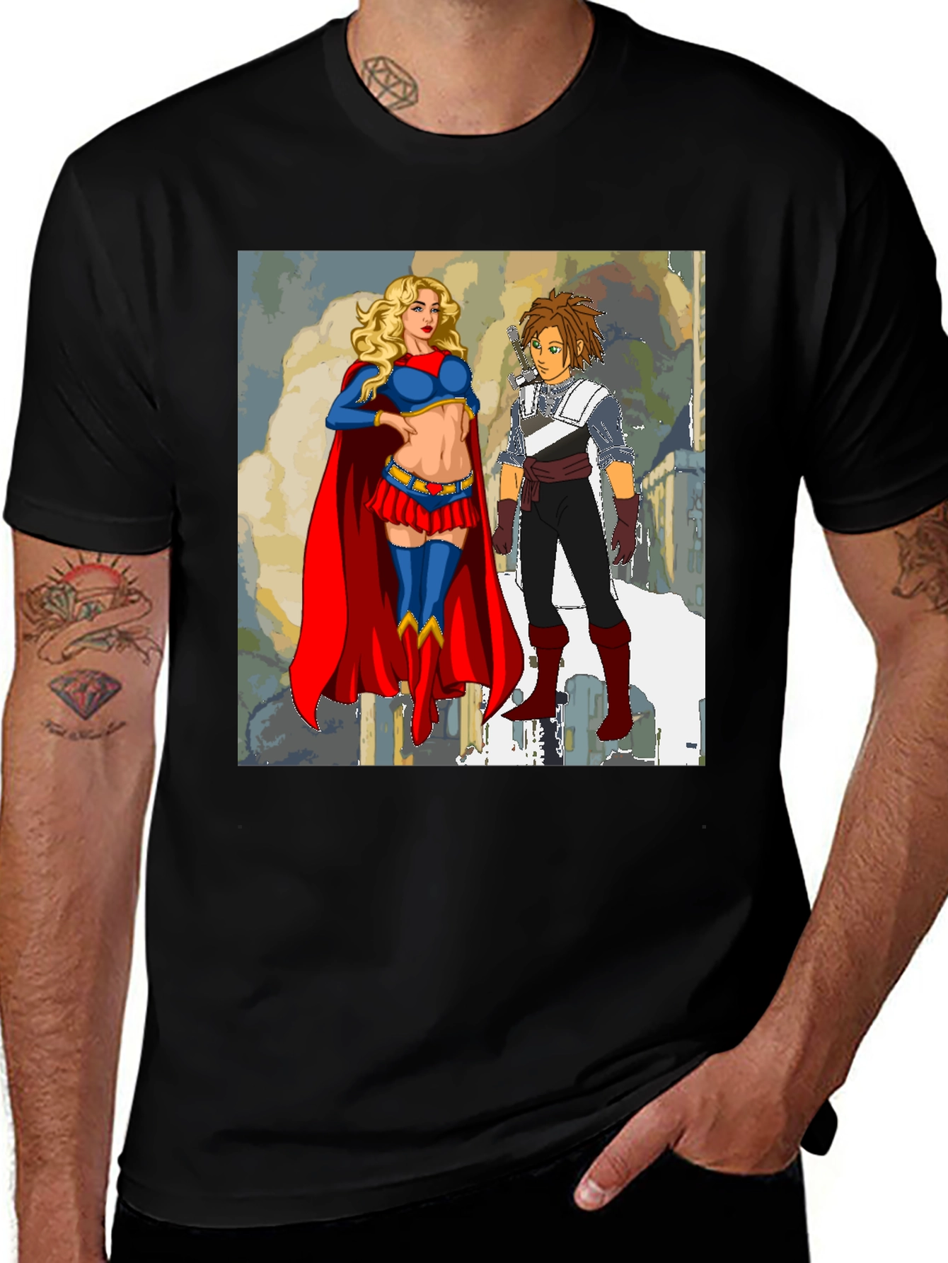 Variant 7 of Supergirl & Friend Graphic Tee - Classic Black