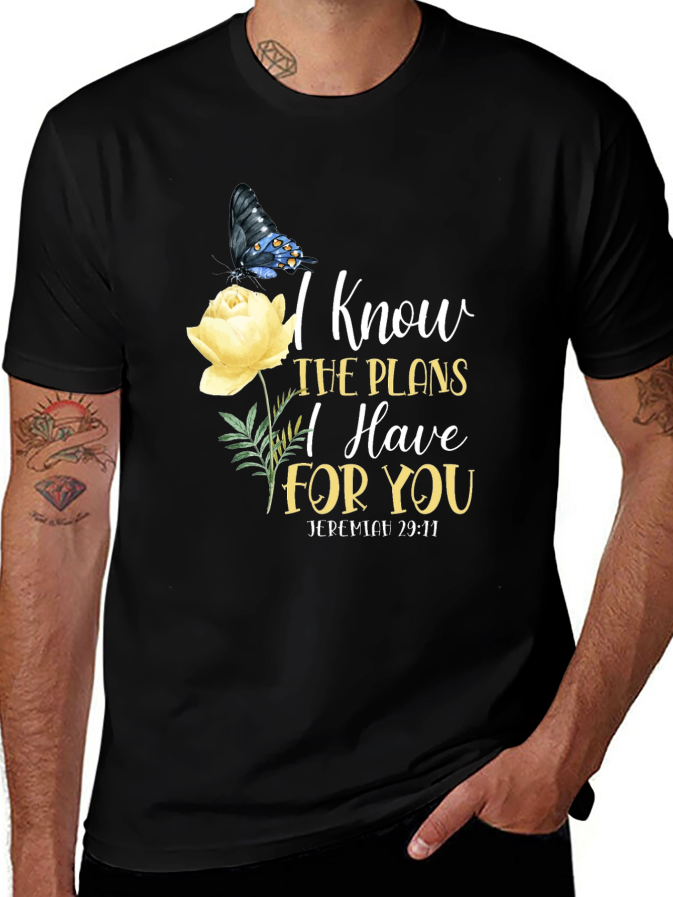 Variant 28 of I Know The Plans T-Shirt, Butterfly & Floral Design