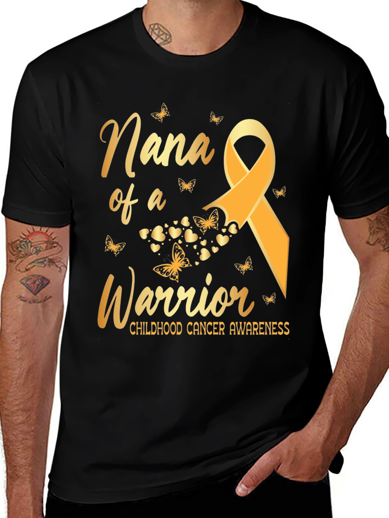 Variant 25 of Nana of a Warrior Childhood Cancer Awareness T-Shirt