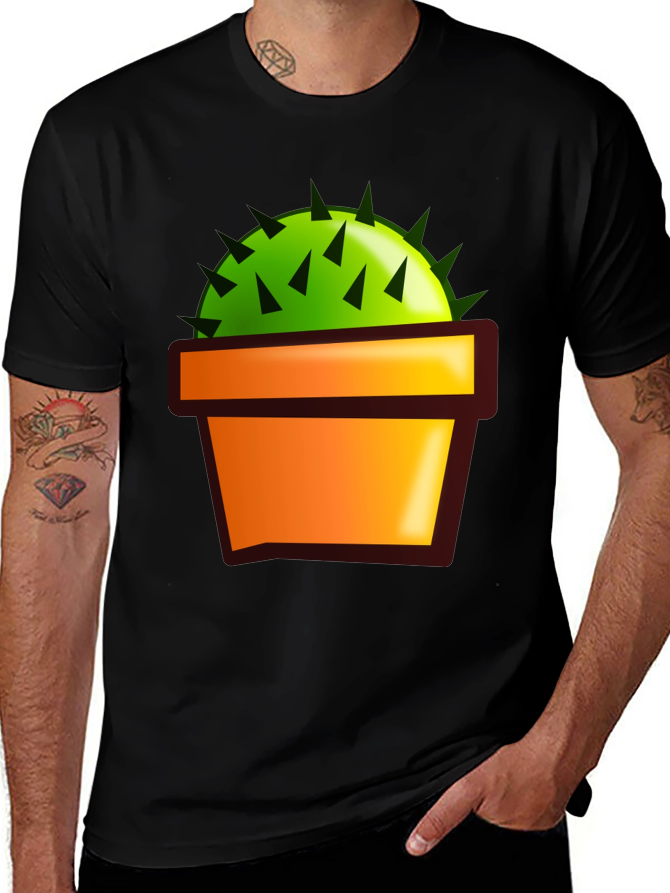 Black Cactus in Pot Graphic T-Shirt - Black main image