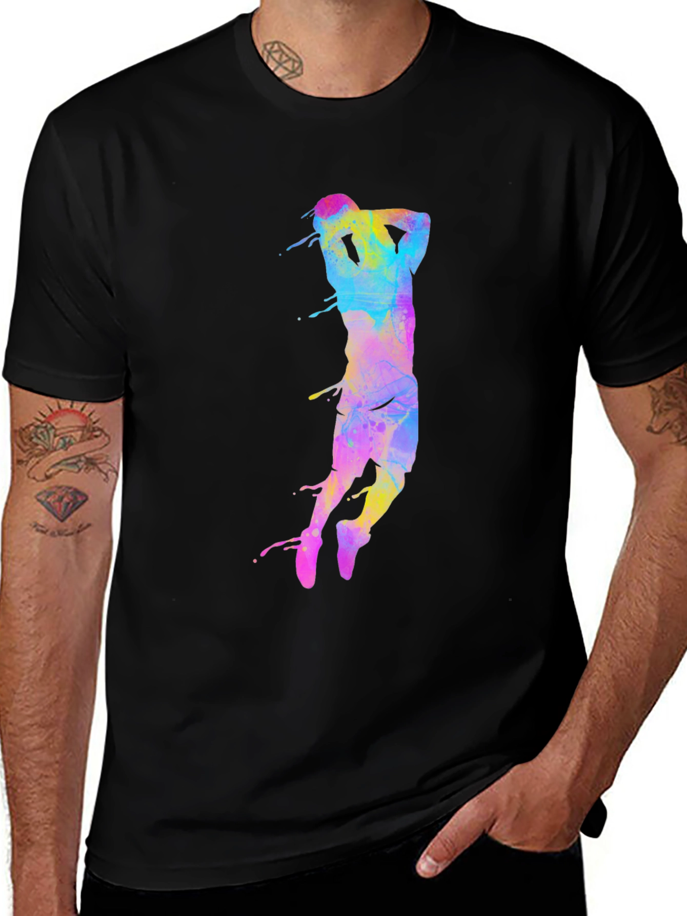 Variant 17 of Colorful Basketball Player T-Shirt - Black