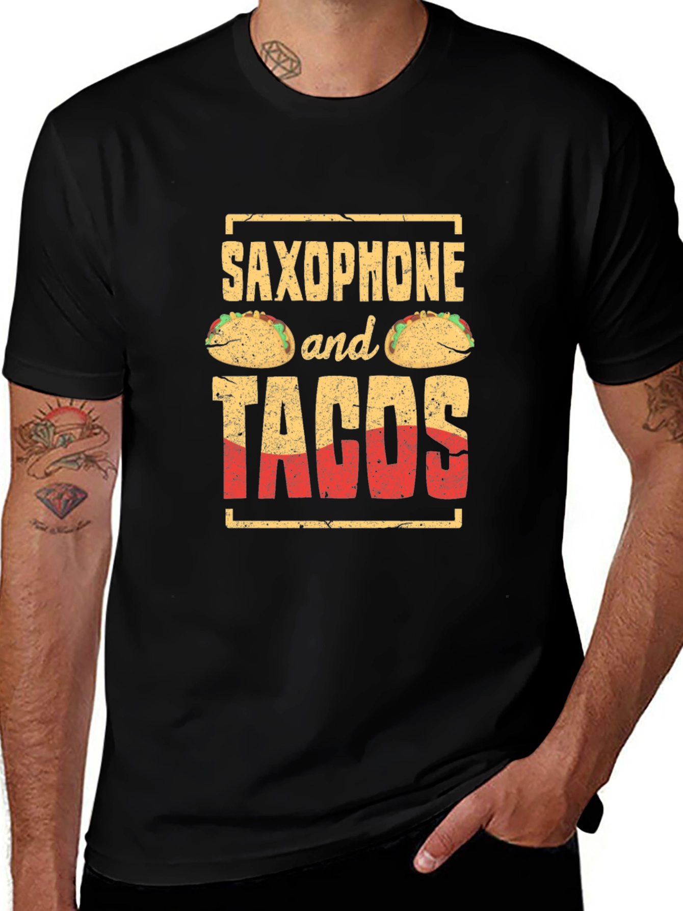Variant 26 of Saxophone and Tacos Graphic Tee