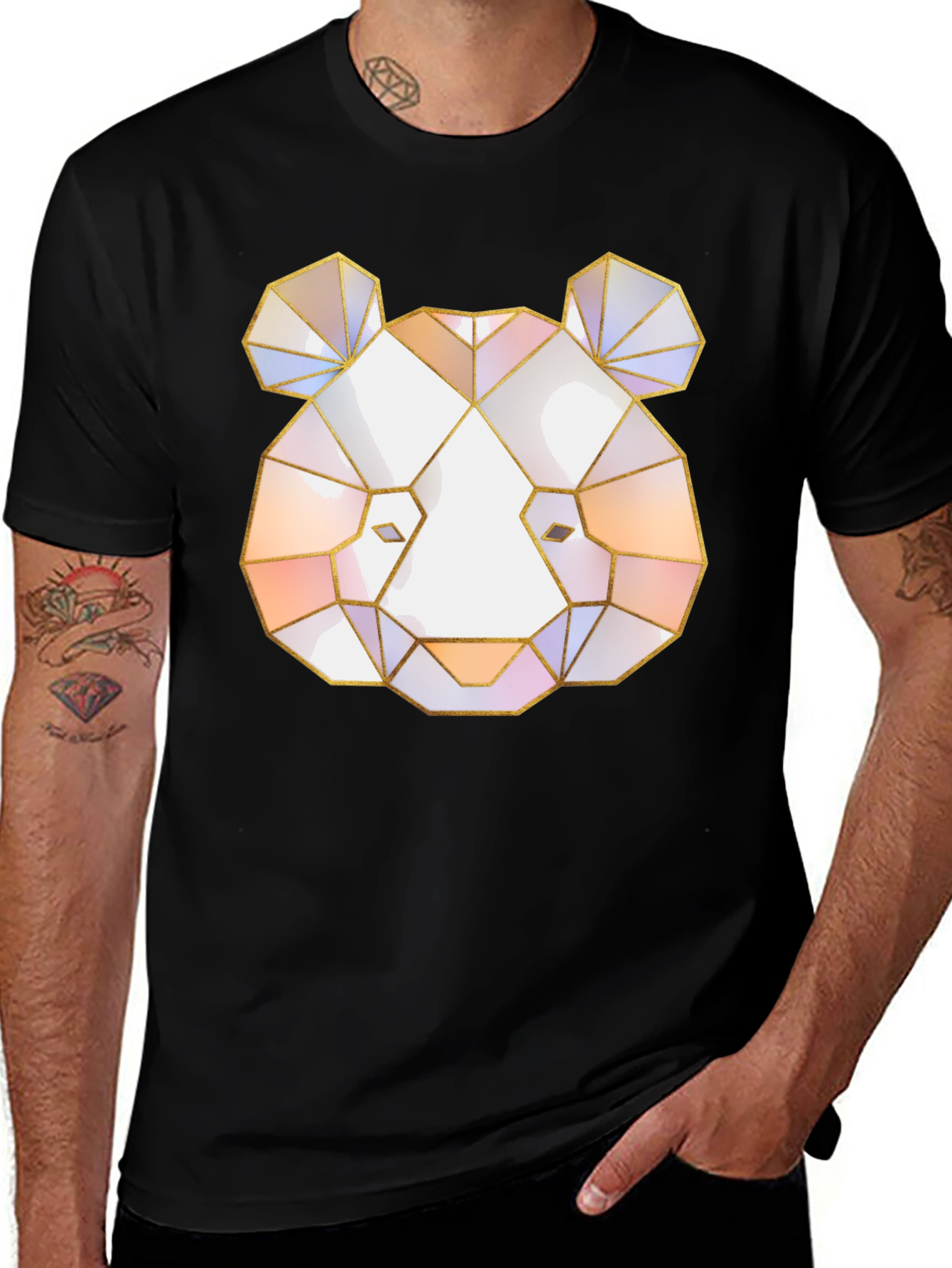 Variant 19 of Geometric Panda Graphic Tee - Stylish Black T-Shirt