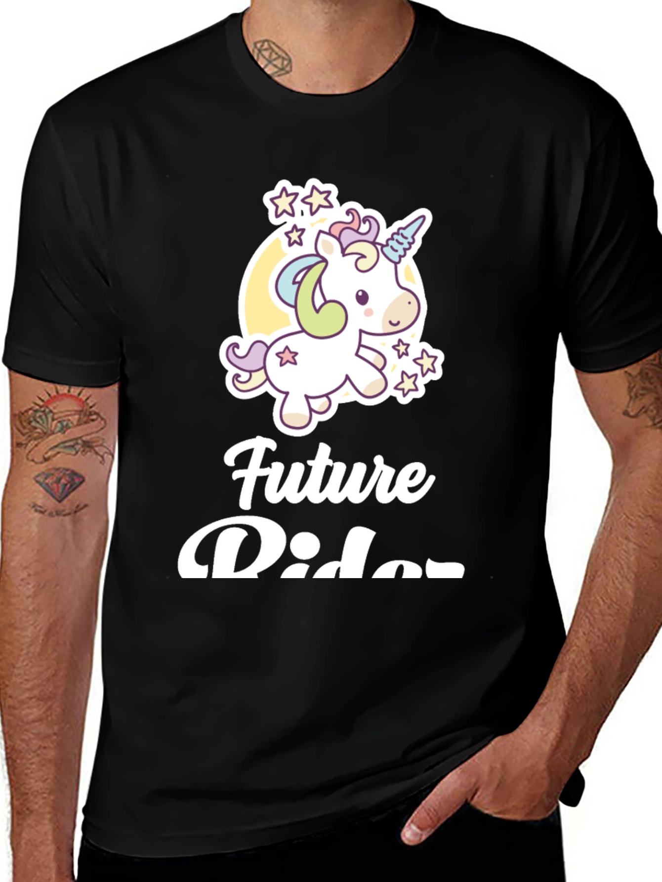 Variant 22 of Unicorn Future Rider Black Graphic Tee
