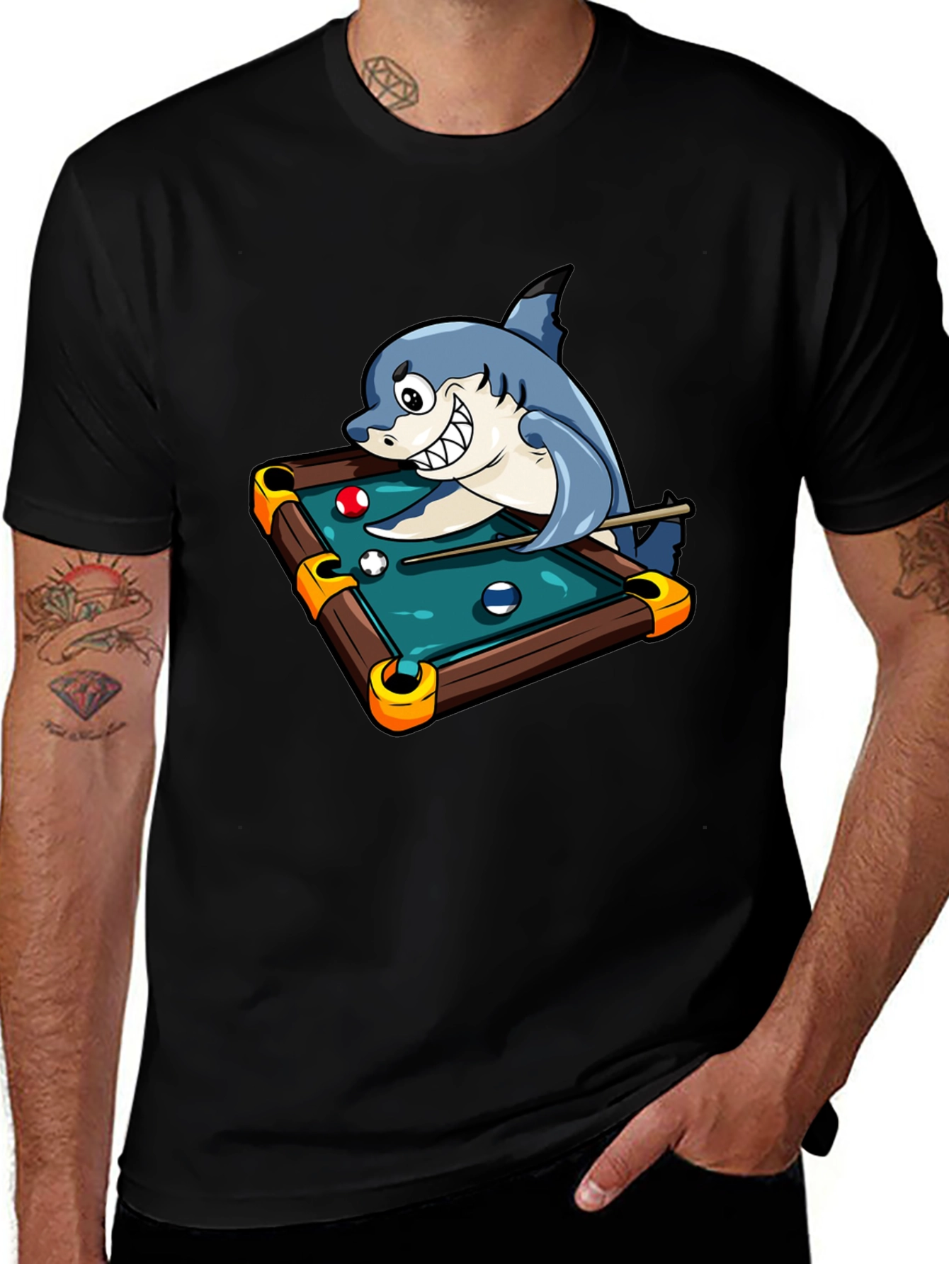 Variant 10 of Shark Playing Pool Graphic T-Shirt
