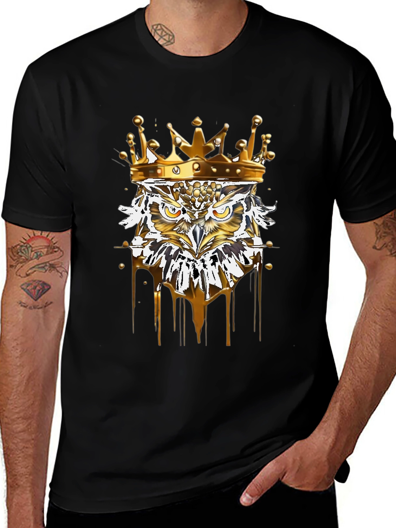 Variant 25 of King Owl Graphic Tee - Premium Black T-Shirt