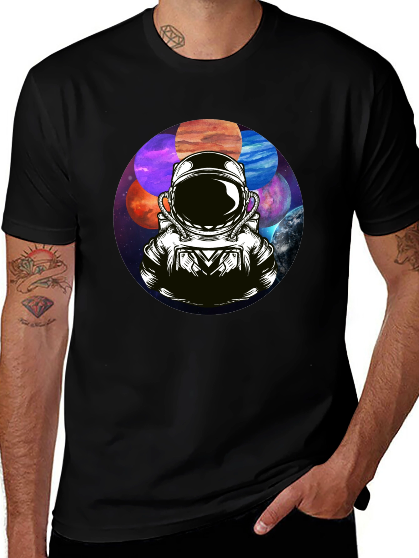 Variant 16 of Astronaut Planets Graphic T-Shirt - Space Exploration Tee