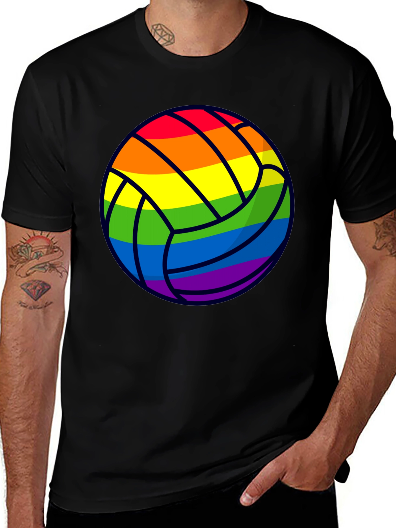 Variant 10 of Rainbow Volleyball Graphic T-Shirt