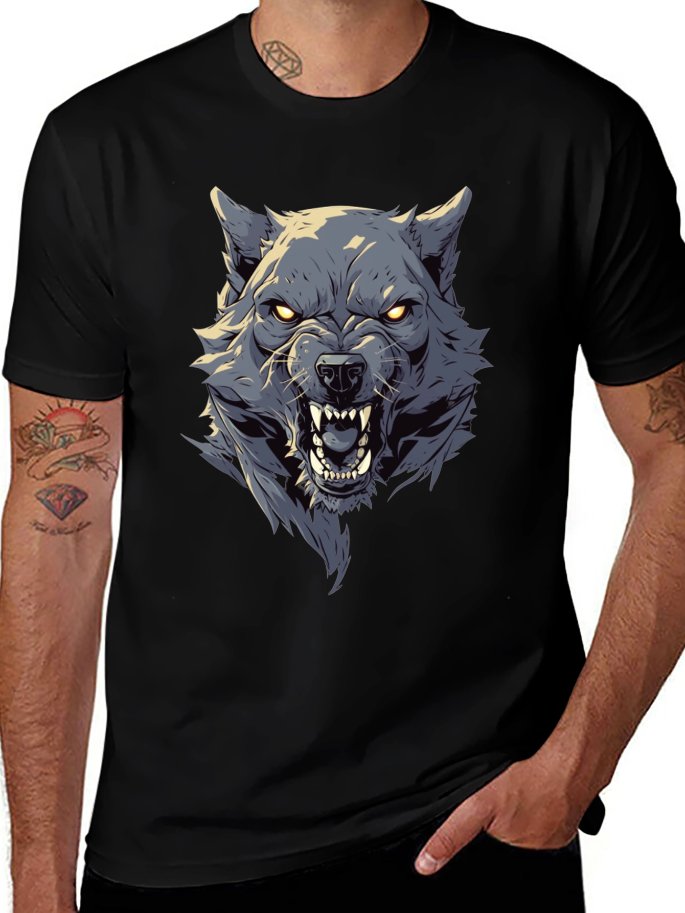 Variant 15 of Men's Black Wolf Graphic Tee