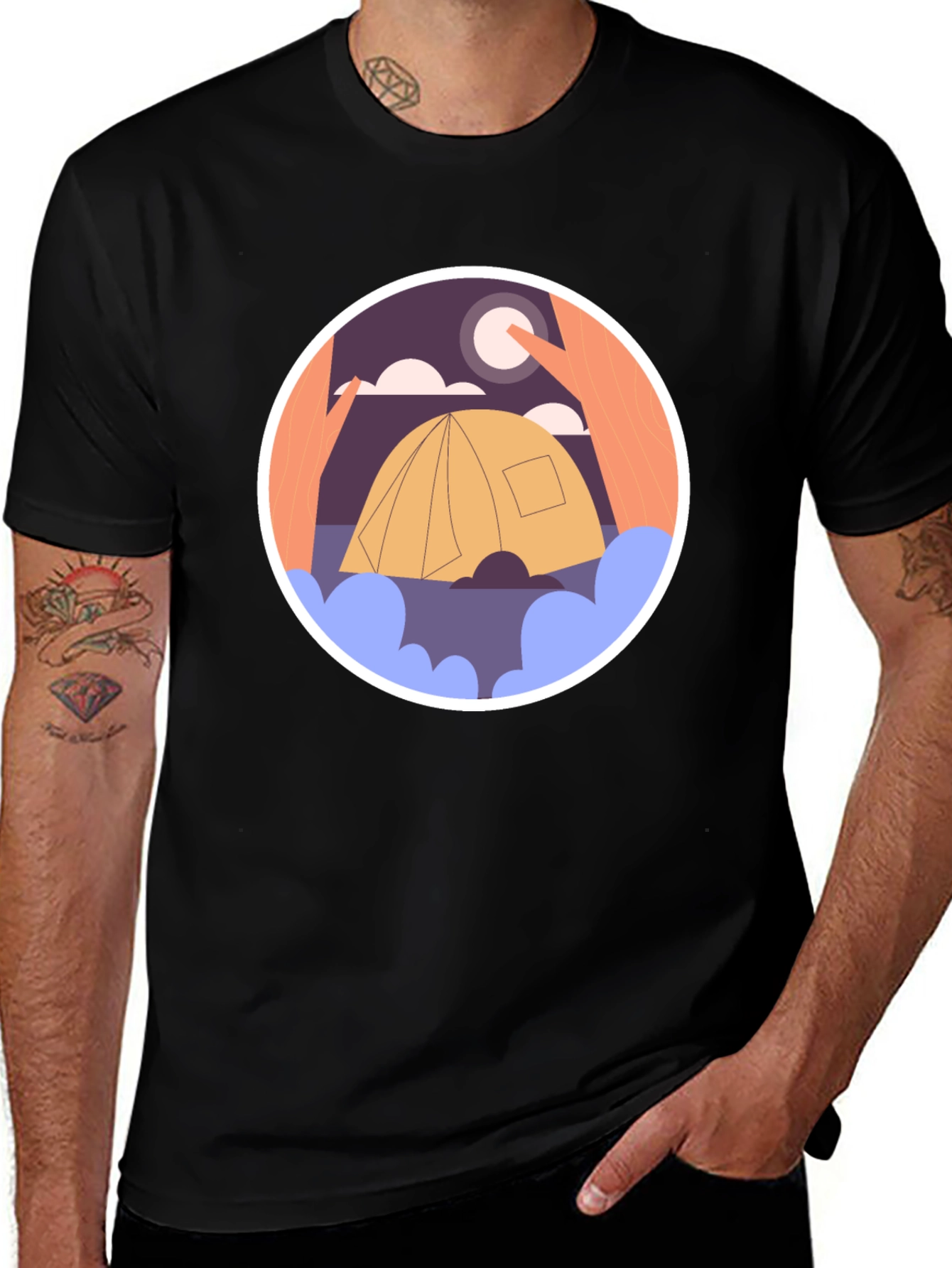 Camping Adventure Graphic Tee - Black T-Shirt