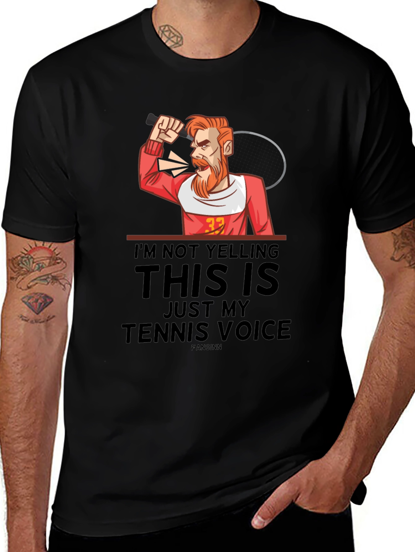 Variant 29 of Tennis Voice Graphic T-Shirt - Black Cotton Tee