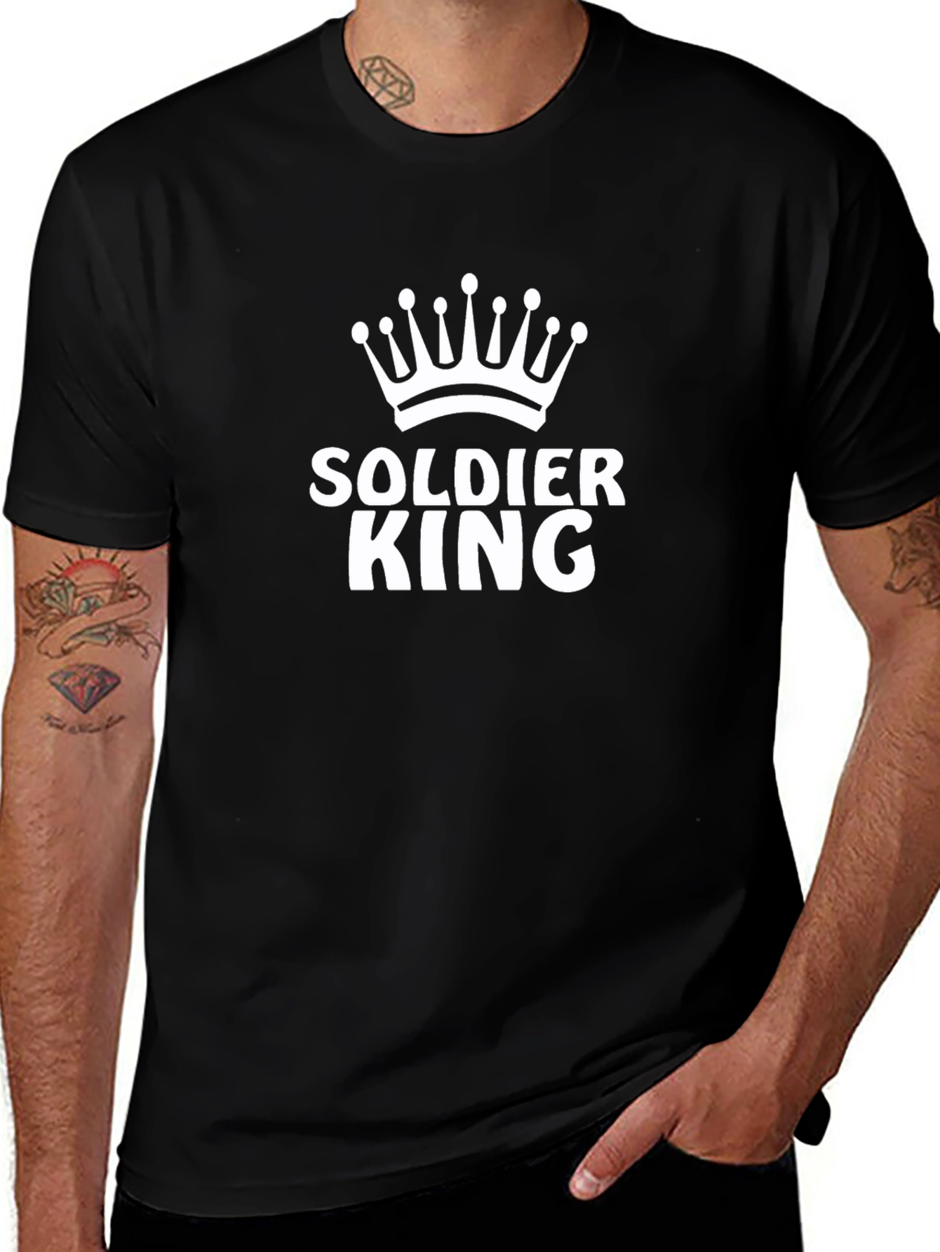 Variant 15 of Soldier King Graphic Tee - Black Cotton T-Shirt