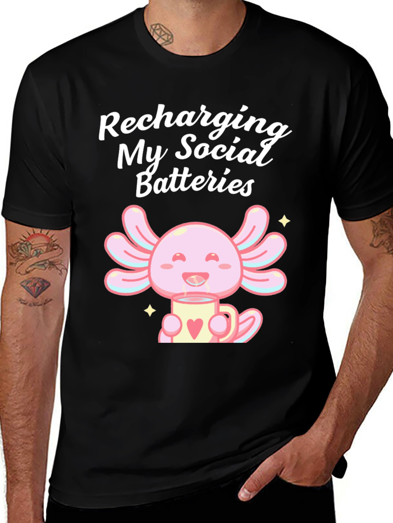 Variant 25 of Recharging Social Batteries Axolotl T-Shirt
