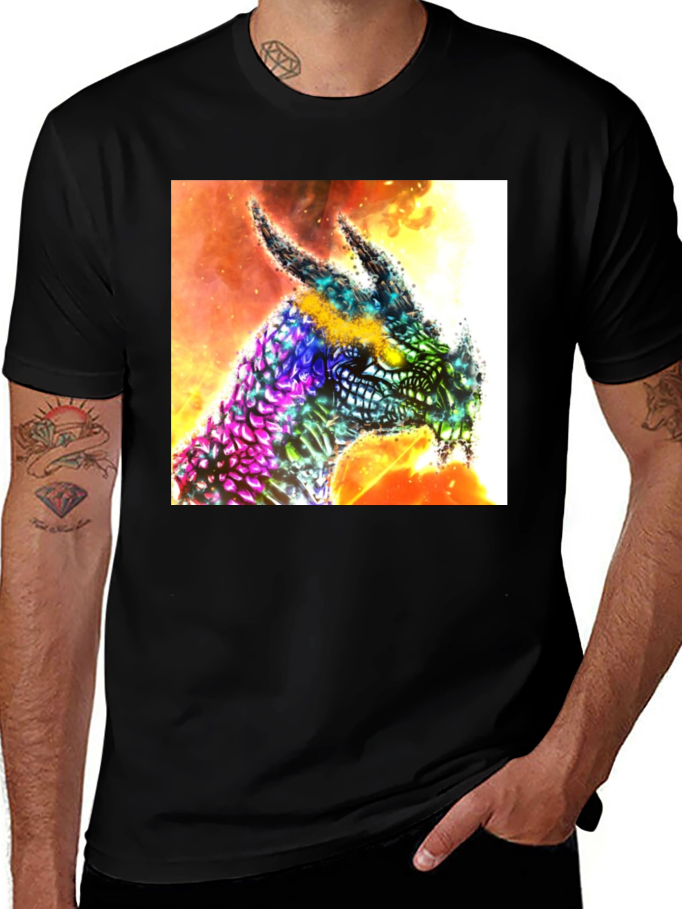 Variant 27 of Dragon Graphic Tee - Colorful Mythical Design