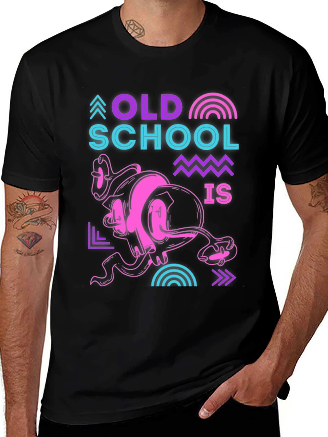 Variant 5 of Retro Old School Graphic Black T-Shirt