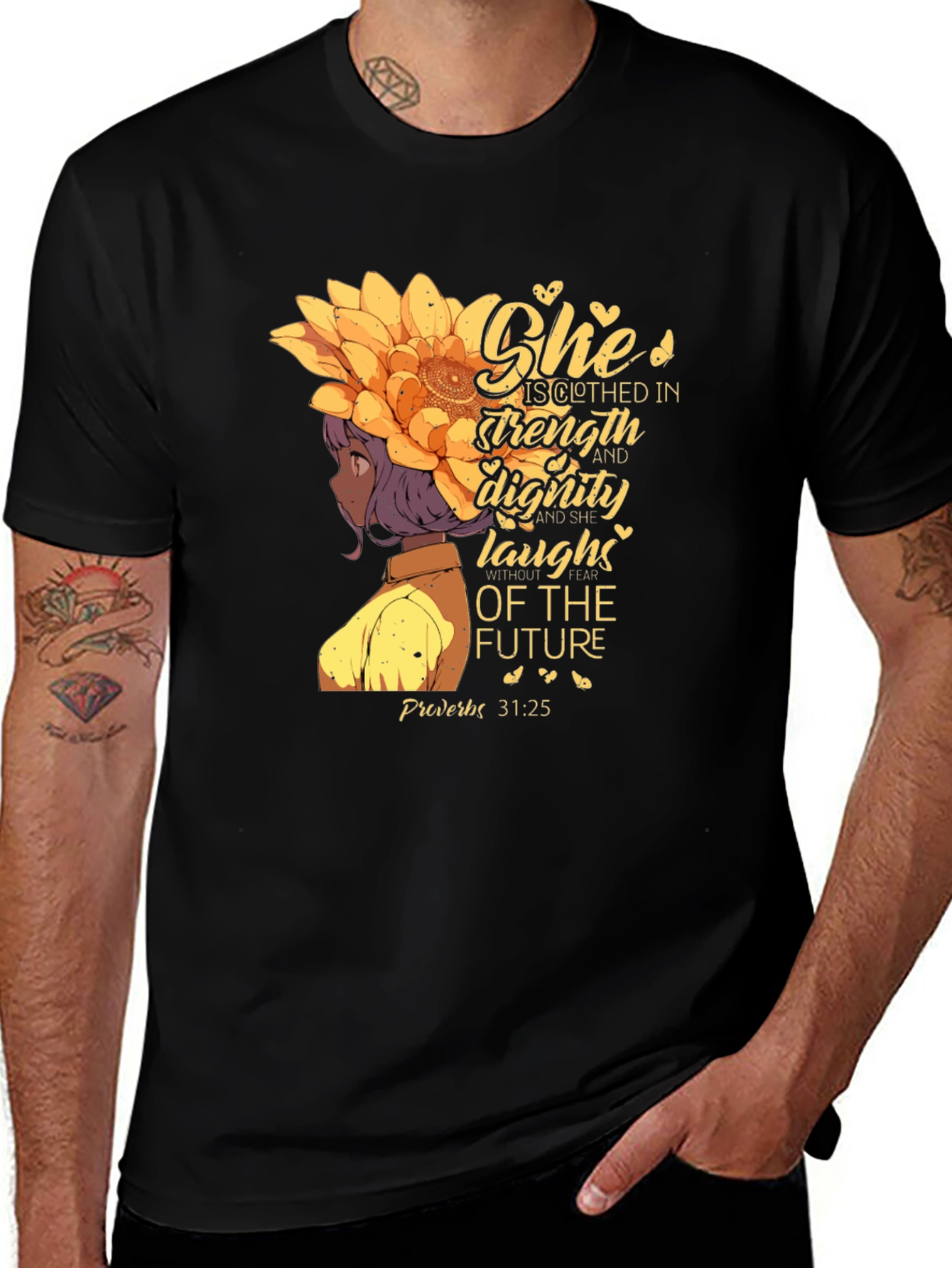 Variant 8 of Inspirational Woman's T-Shirt - She is Clothed in Strength