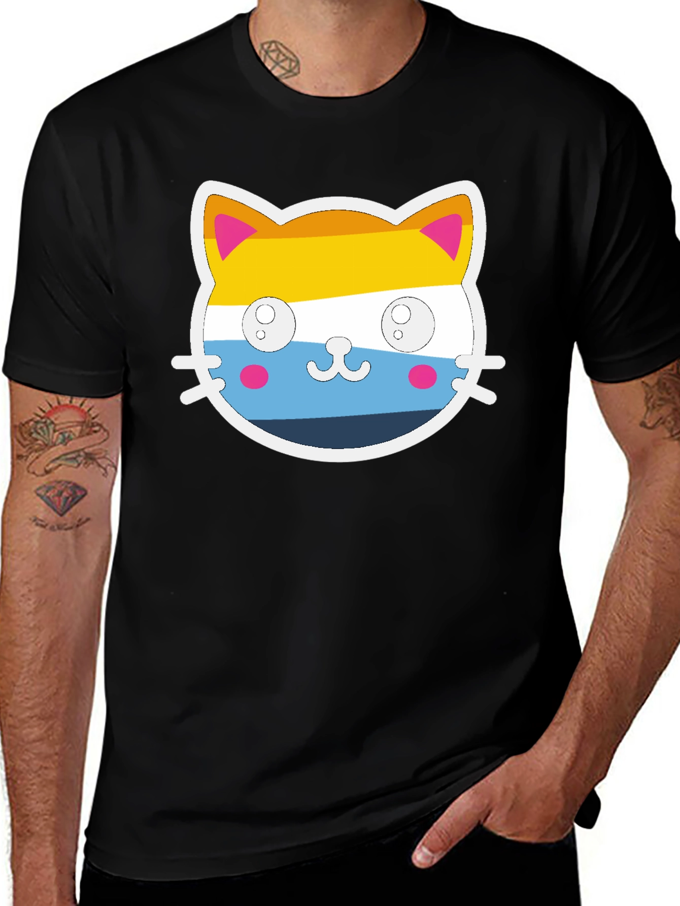 Variant 24 of Pride Kitty Black T-Shirt