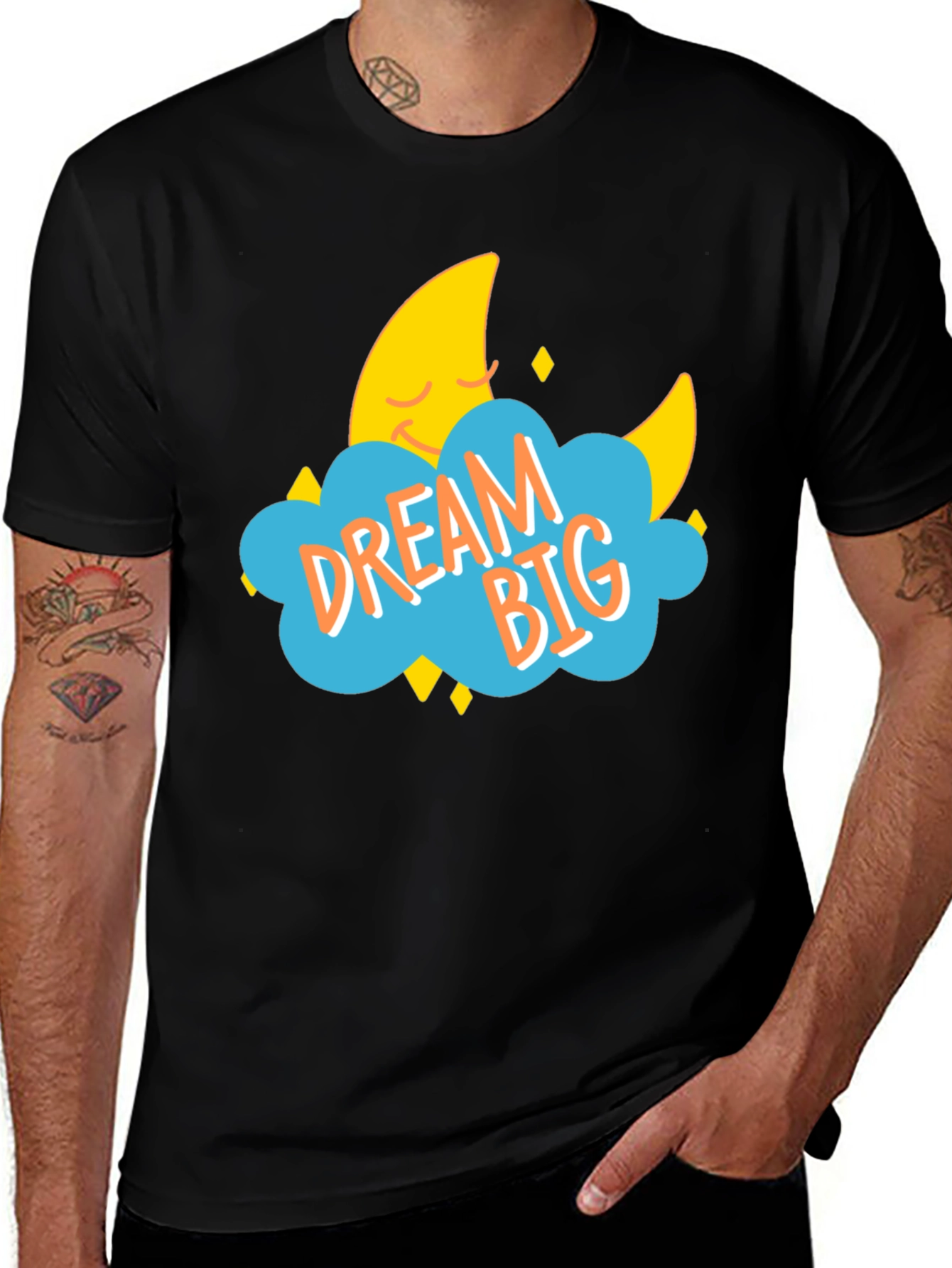 Variant 23 of Dream Big Graphic Tee - Black Cotton T-Shirt