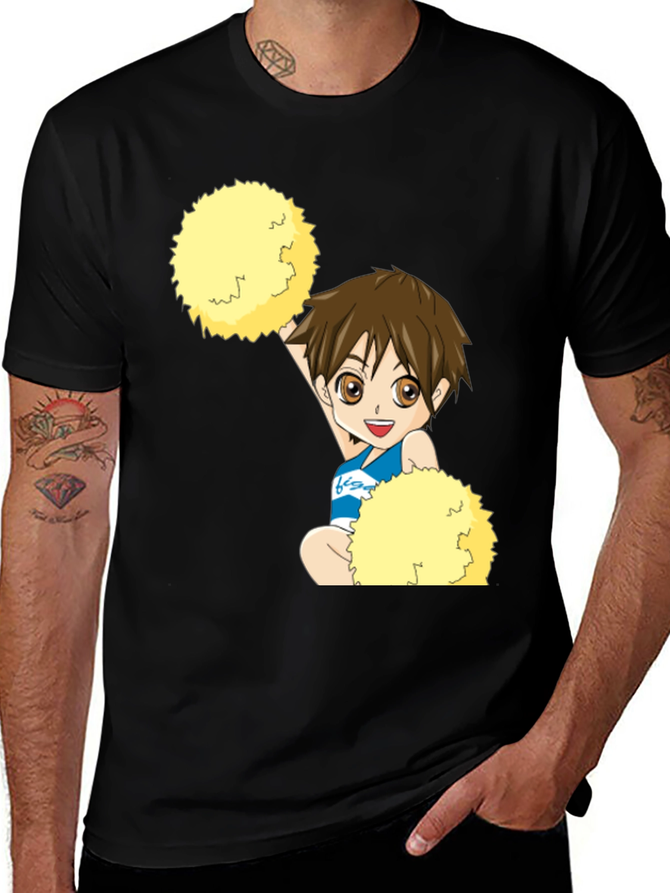Anime Cheerleader T-Shirt - Black