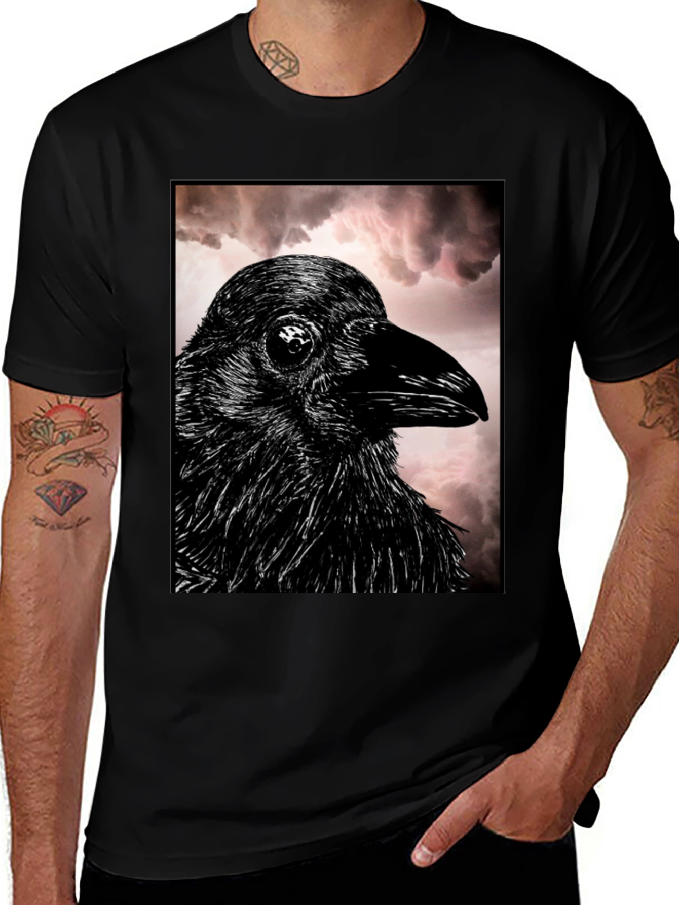 Variant 28 of Raven Graphic Tee - Gothic Bird T-Shirt