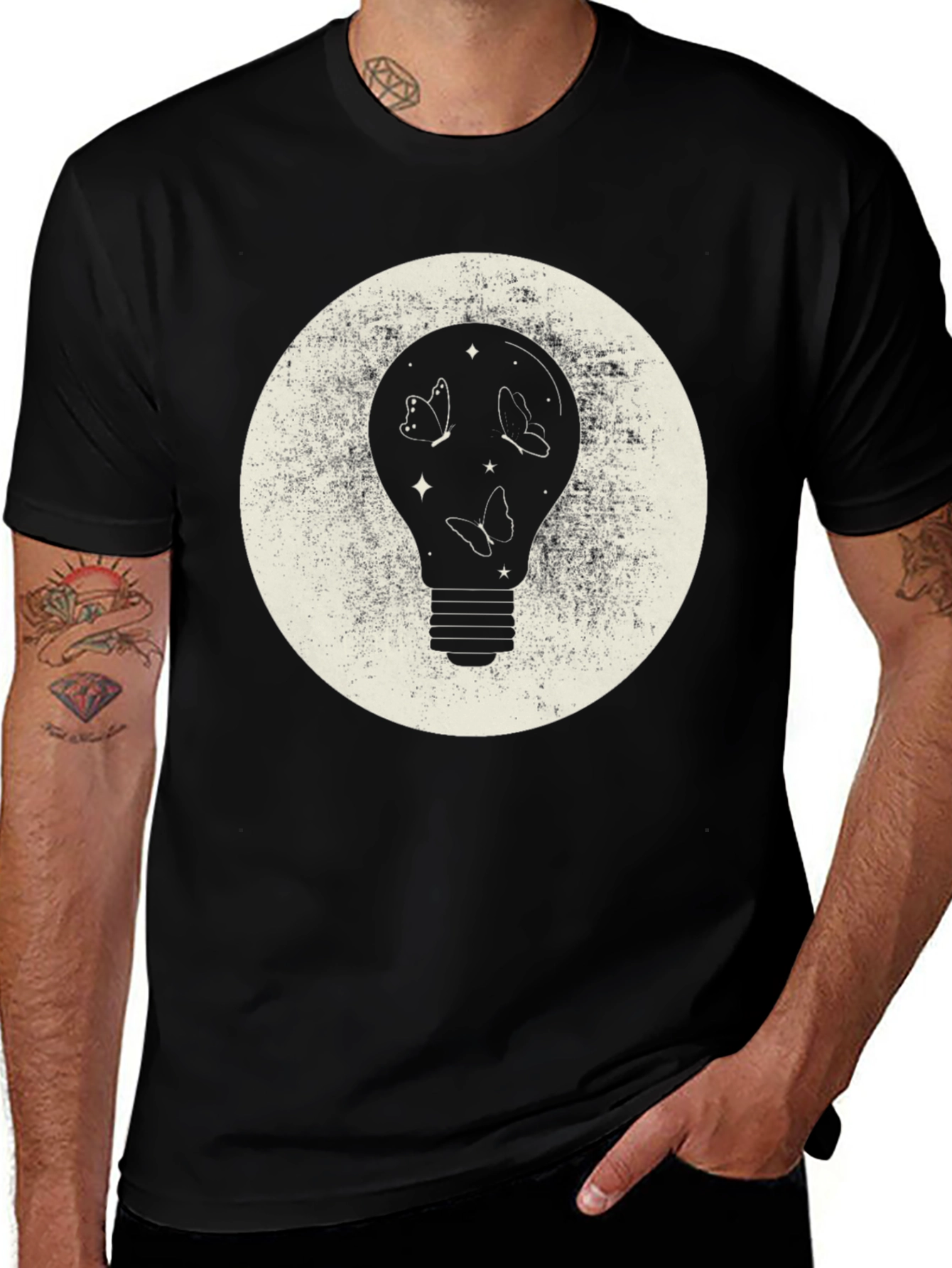 Variant 6 of Butterfly Light Bulb Graphic T-Shirt - Stylish Men's Tee