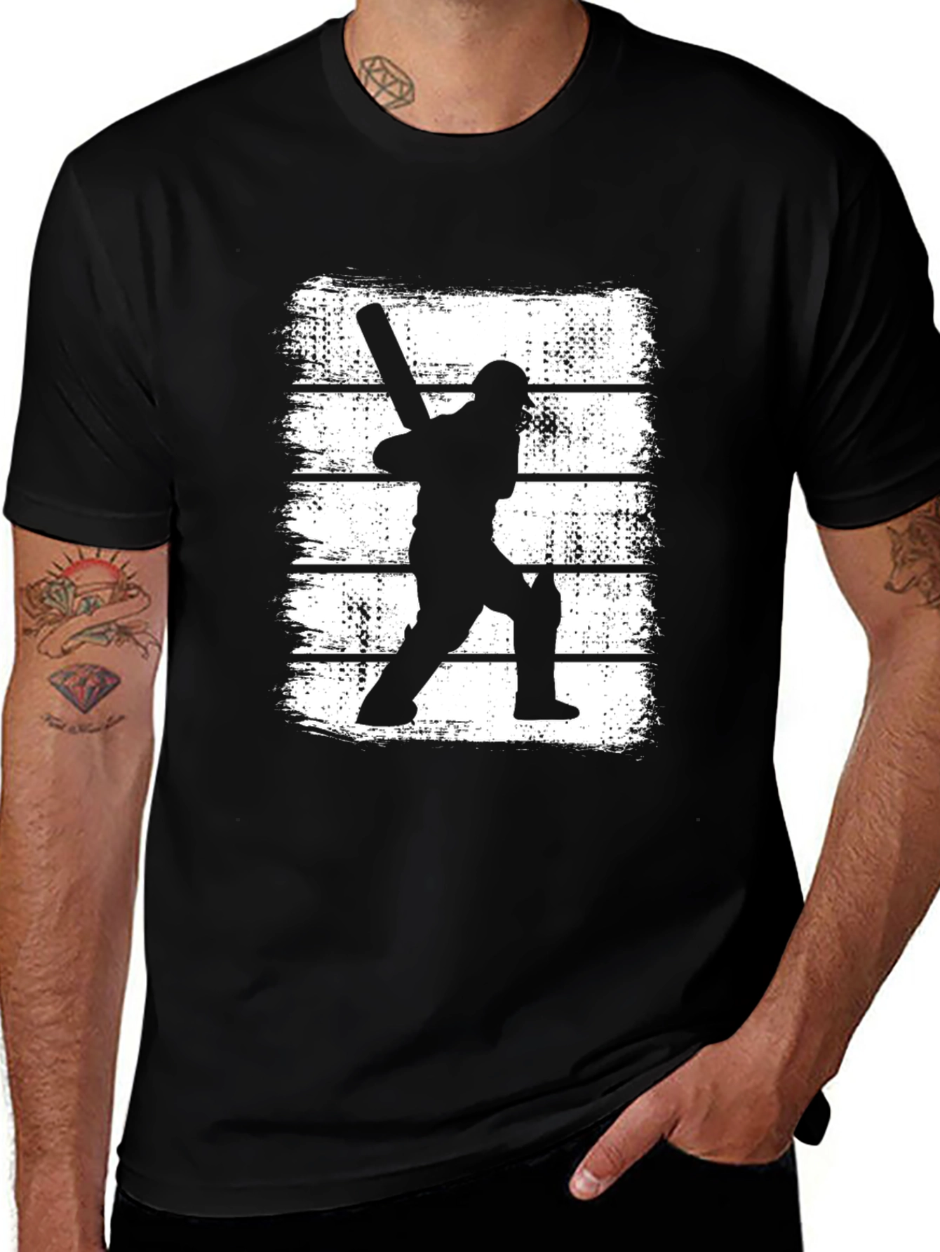 Variant 21 of Cricket Silhouette Graphic T-Shirt