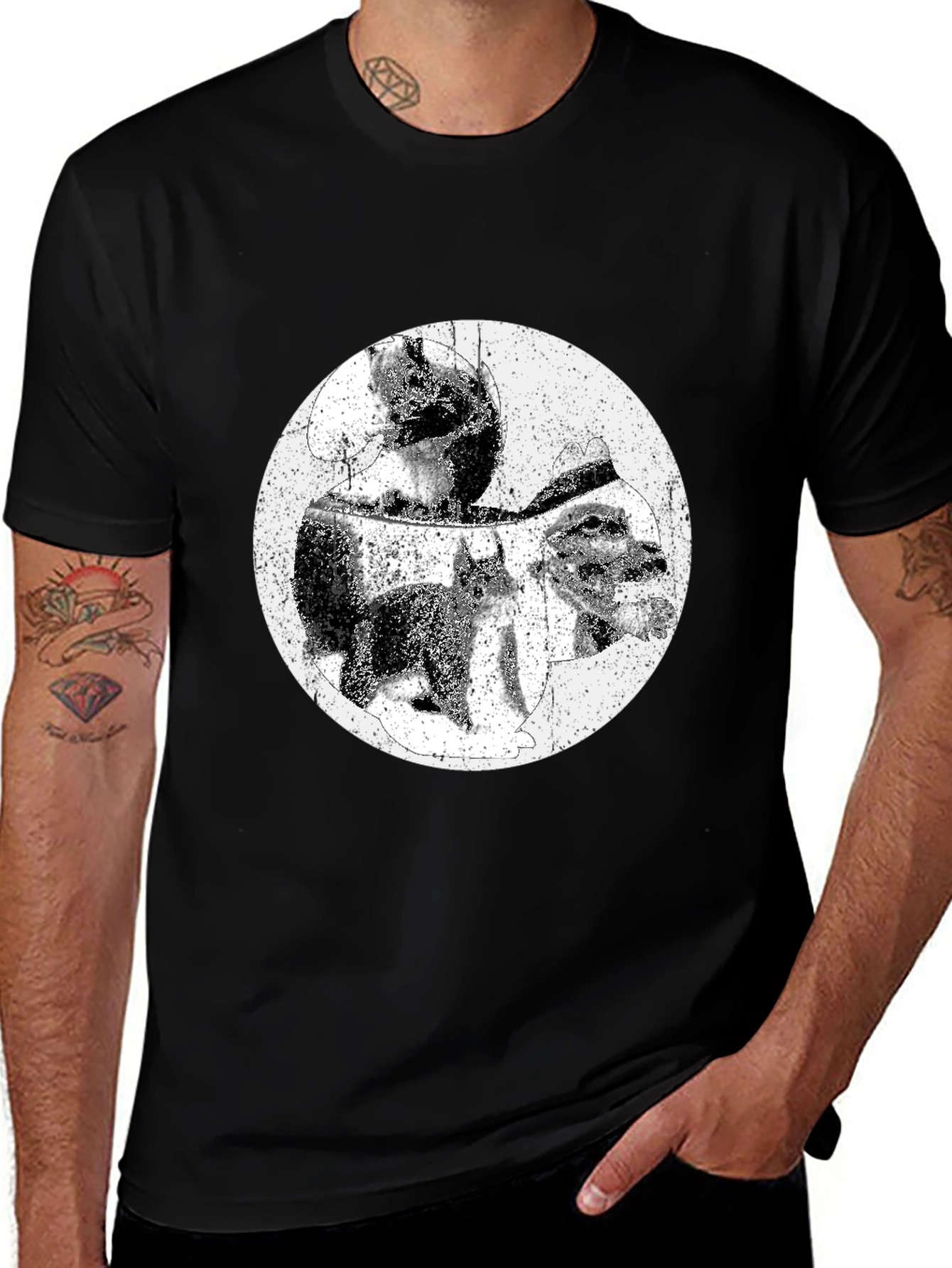 Grunge Graphic Tee - Black Cotton T-Shirt